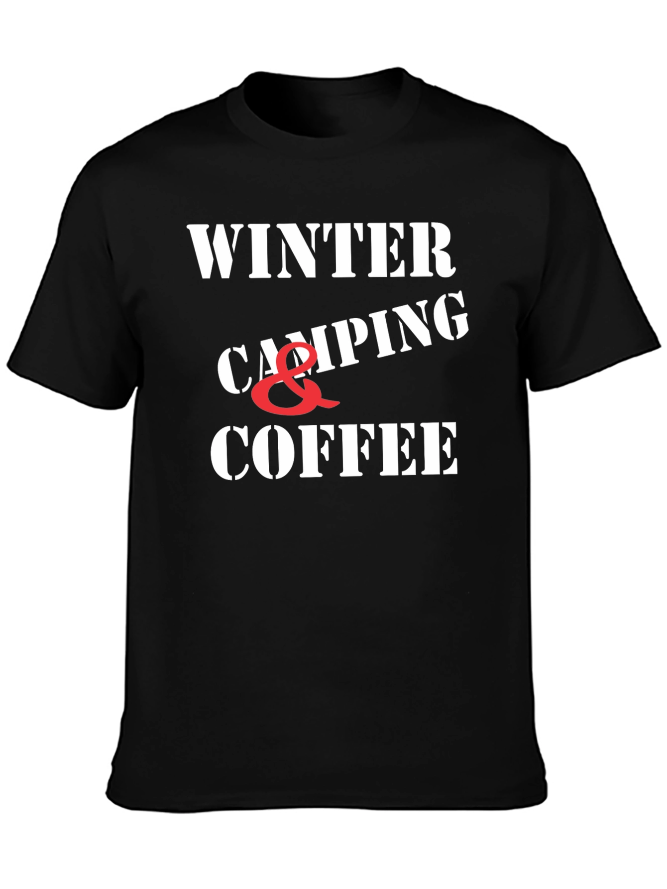 Winter Camping & Coffee Graphic T-Shirt