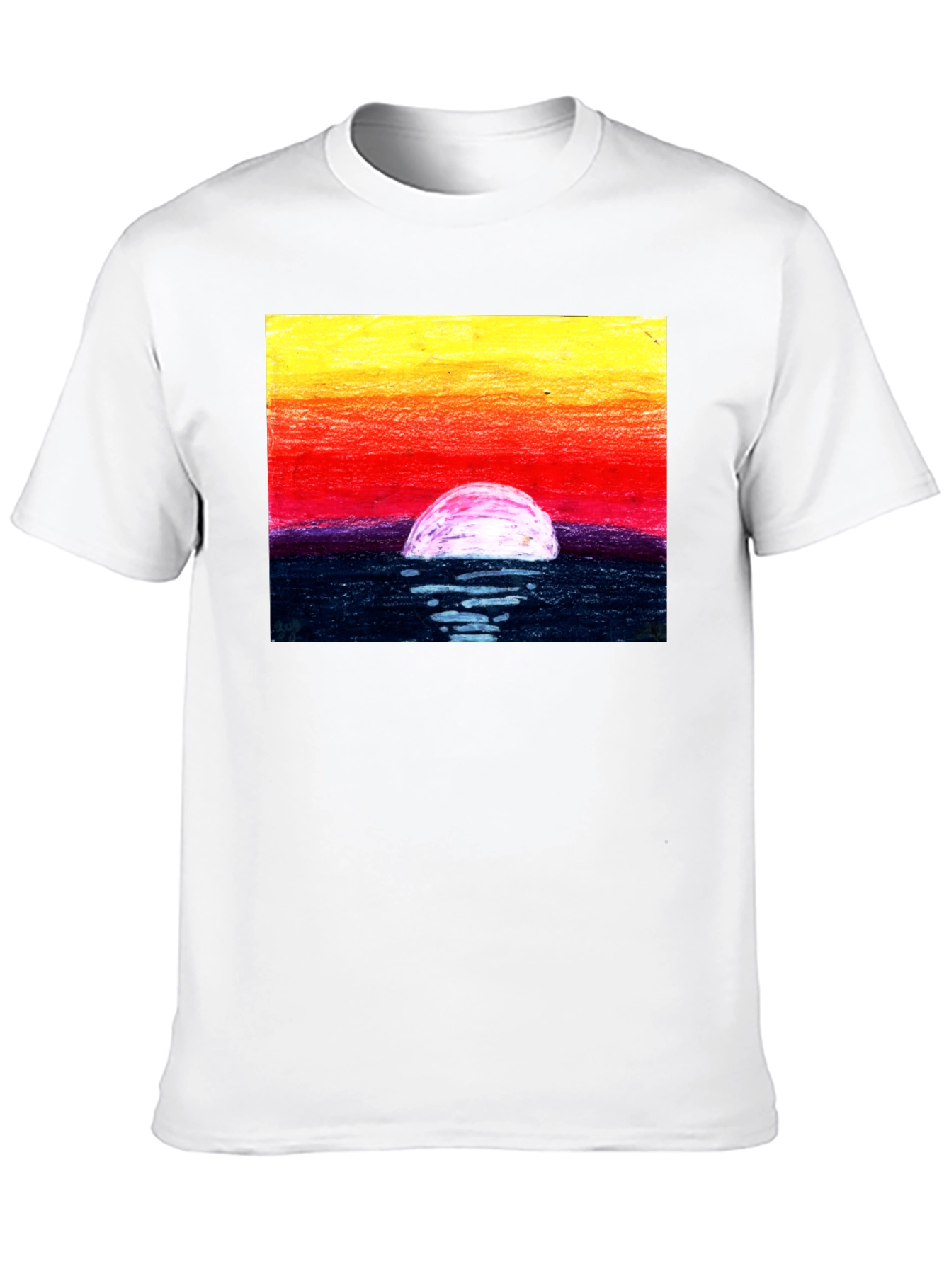 Sunset Art Graphic Tee - Black Cotton T-Shirt