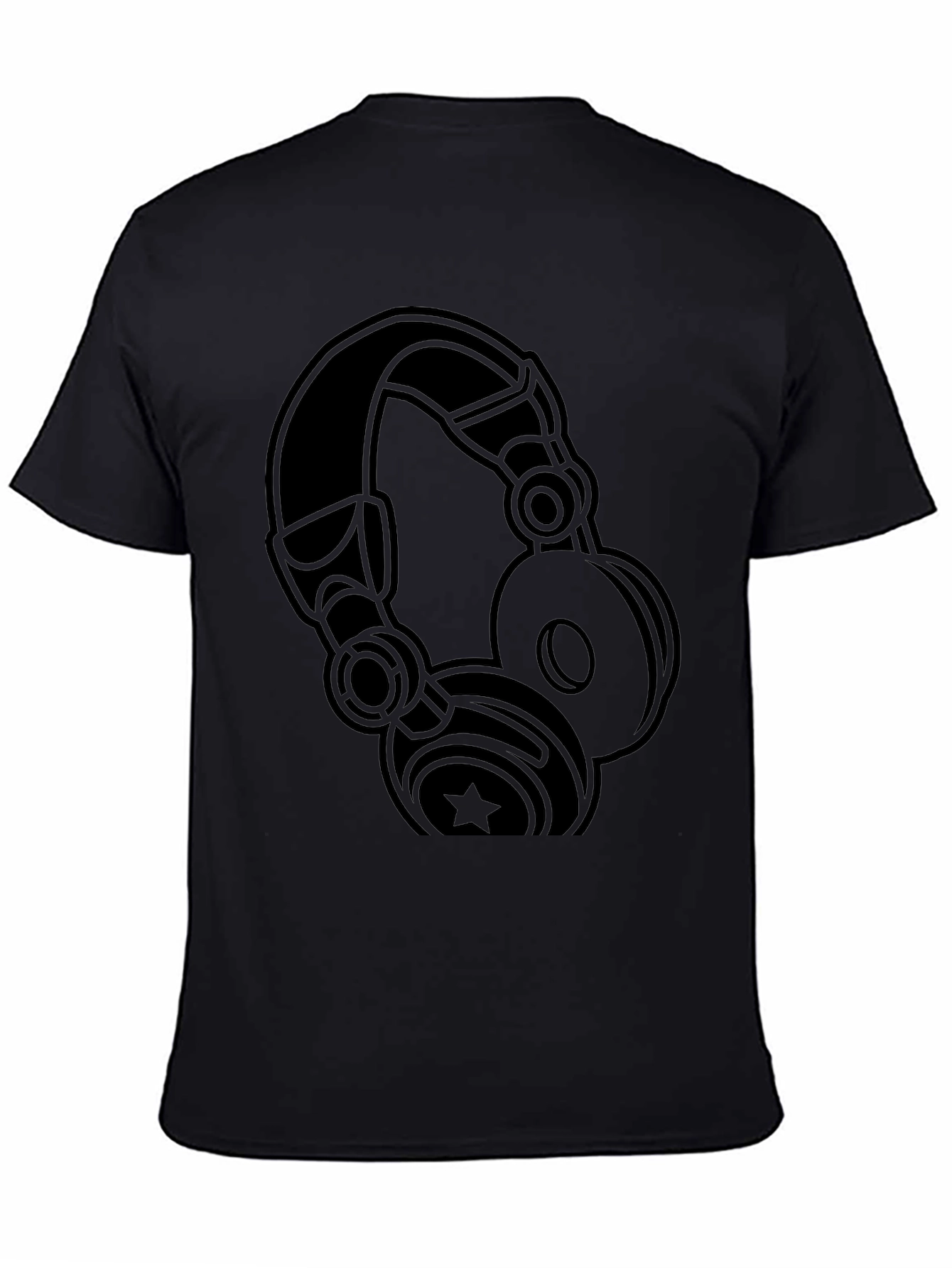 Black Headphones Graphic T-Shirt