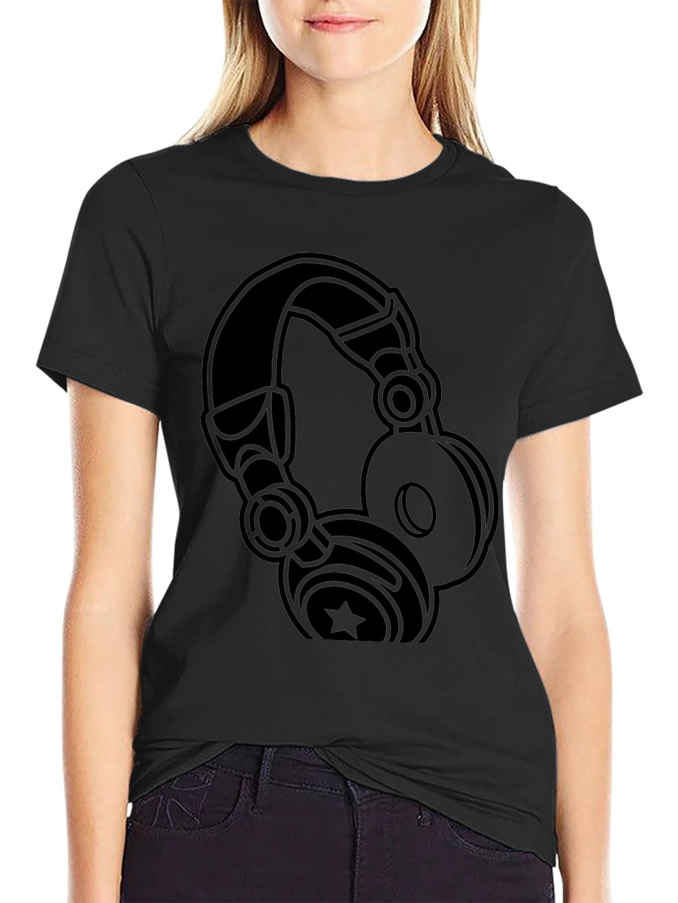 Black Headphones Graphic T-Shirt
