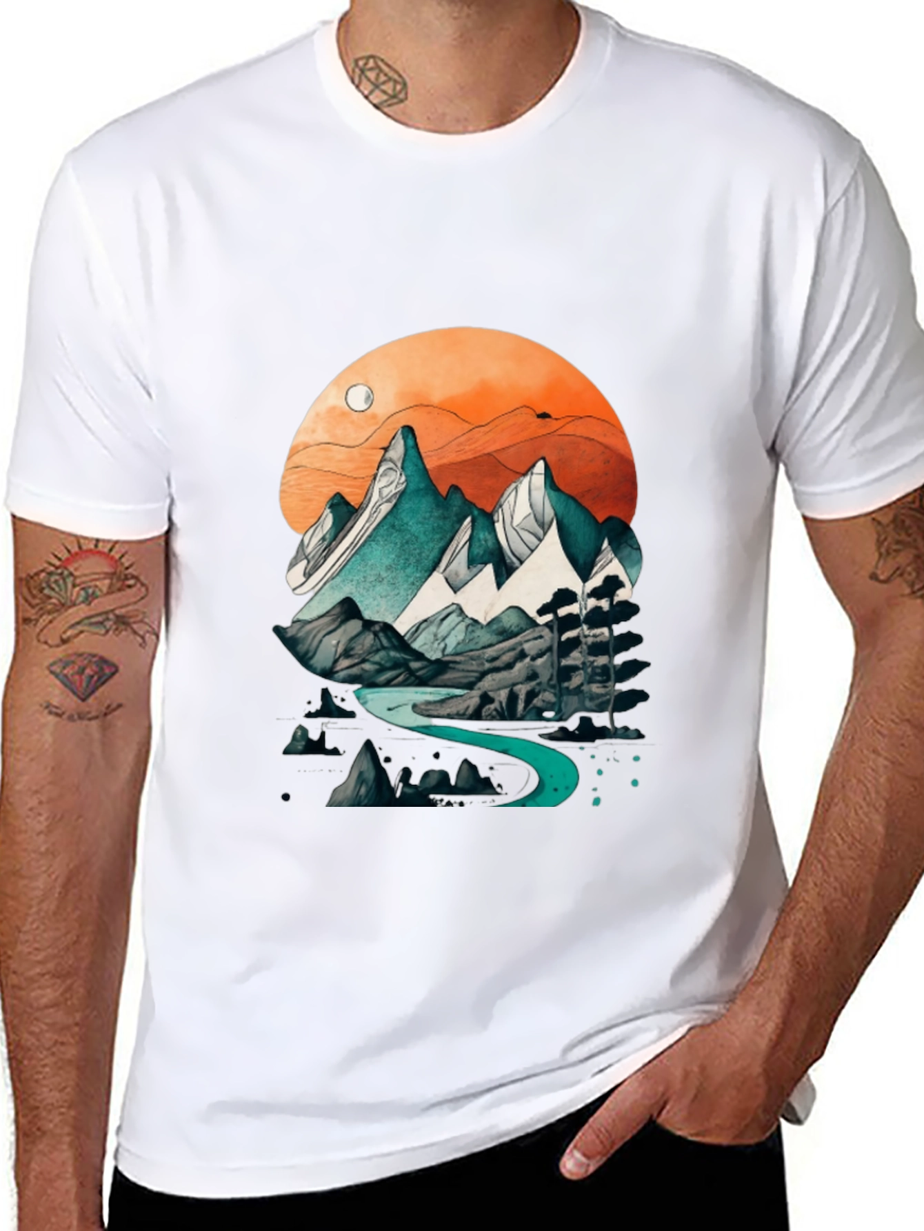 Mountain River Graphic Tee - Nature Inspired Design