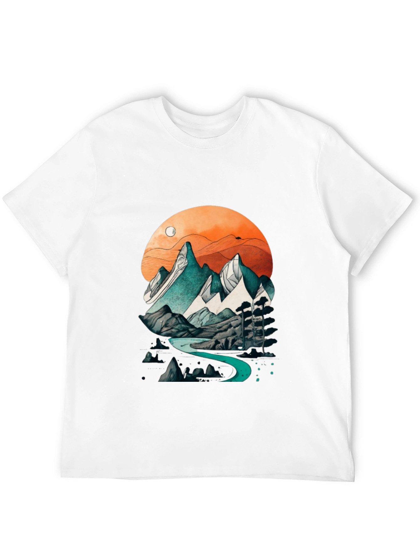Mountain River Graphic Tee - Nature Inspired Design
