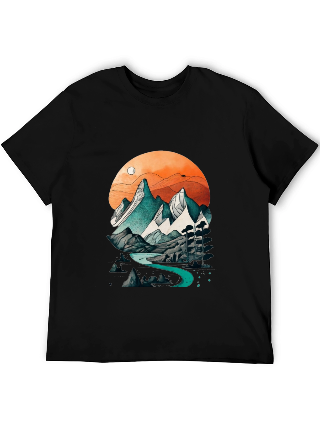 Mountain River Graphic Tee - Nature Inspired Design