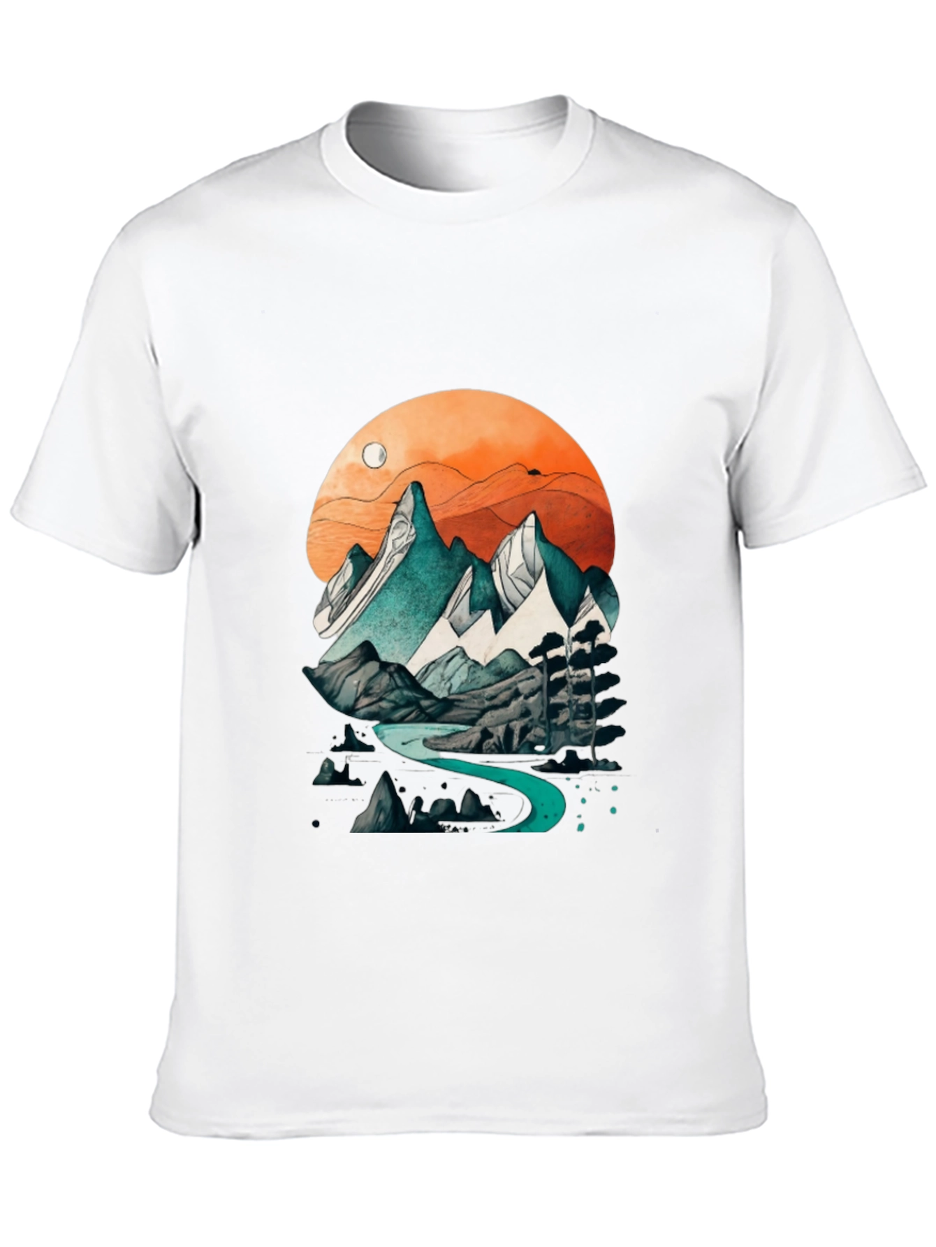 Mountain River Graphic Tee - Nature Inspired Design