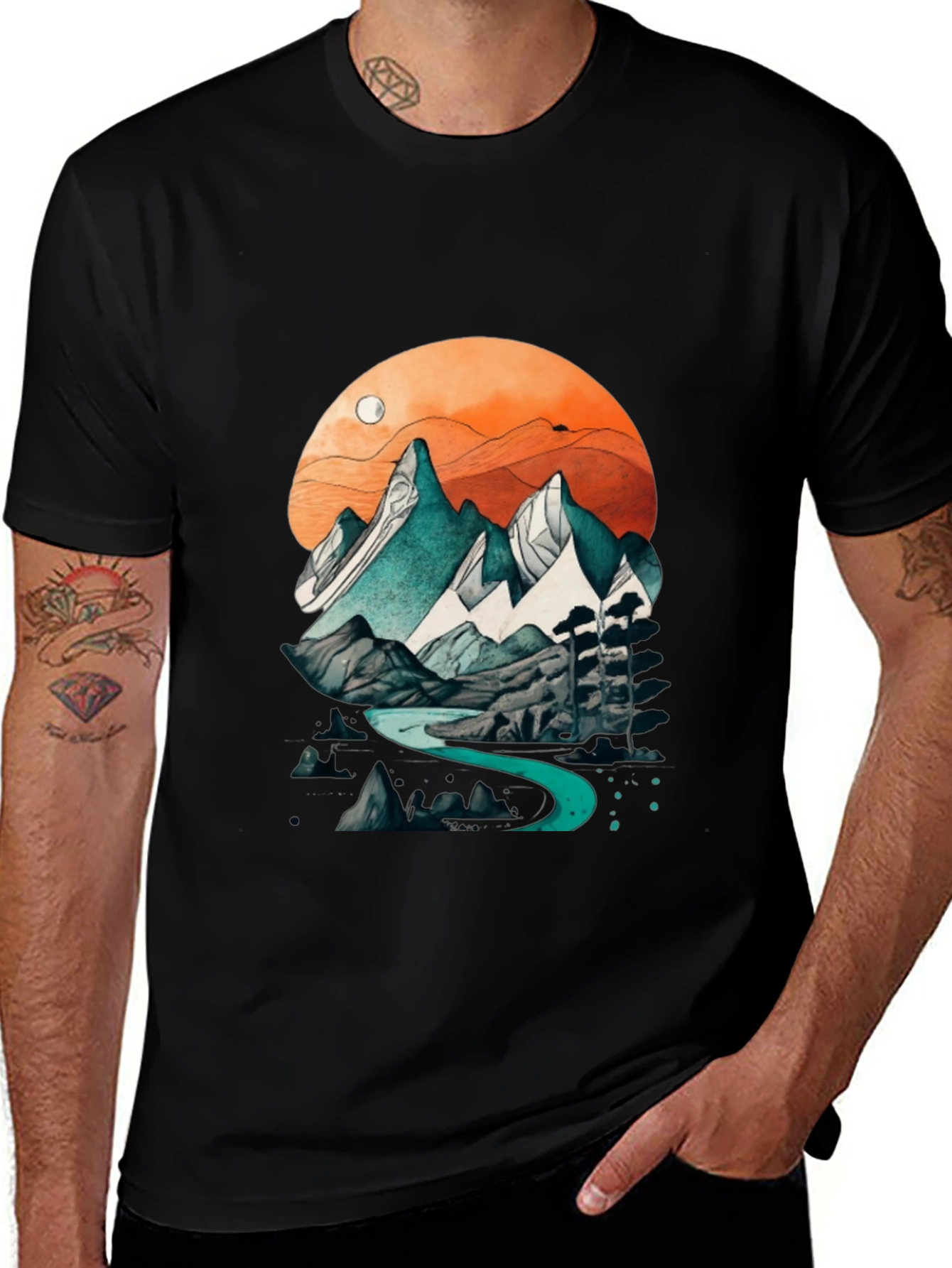 Mountain River Graphic Tee - Nature Inspired Design