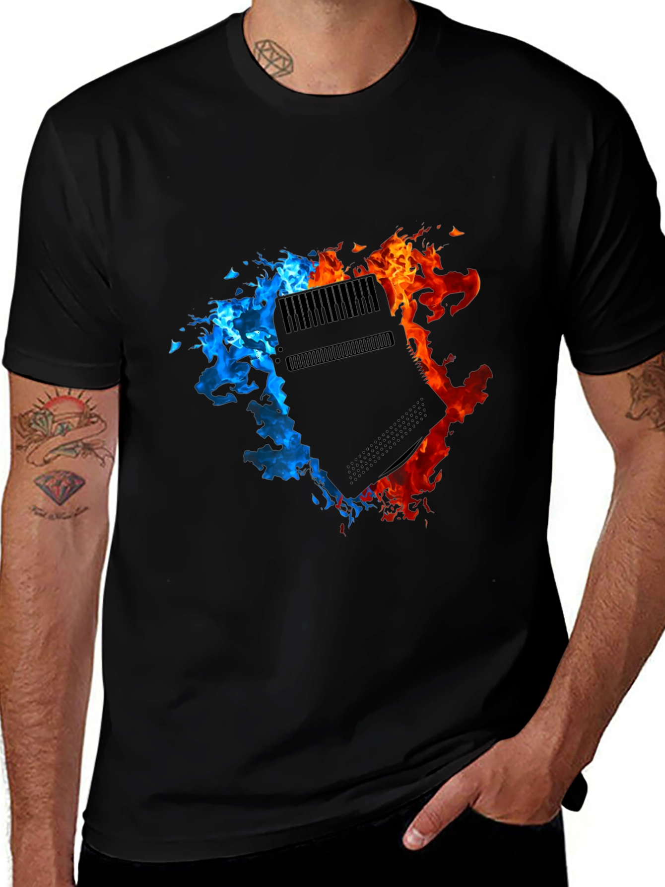 Fiery Console Graphic Black T-Shirt