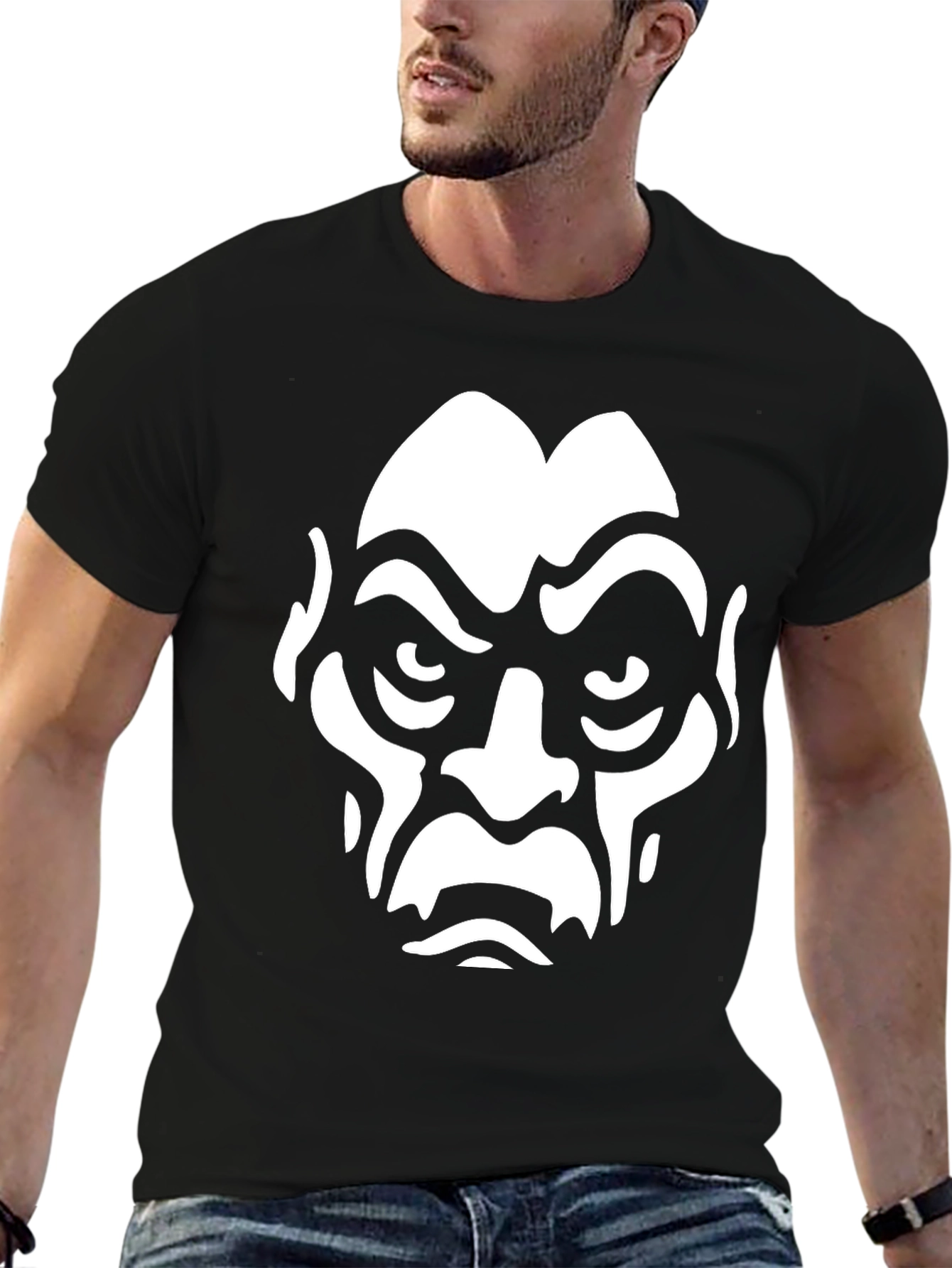 Monster Face Black T-Shirt Graphic Tee