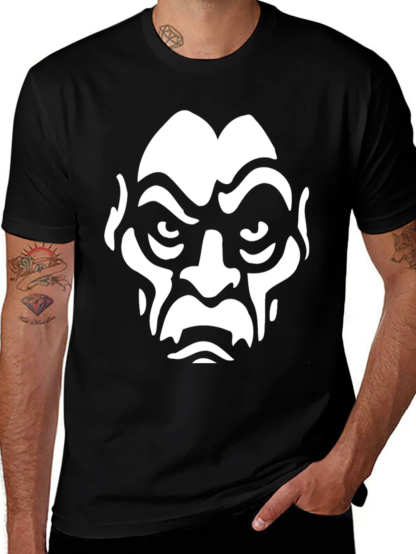 Monster Face Black T-Shirt Graphic Tee