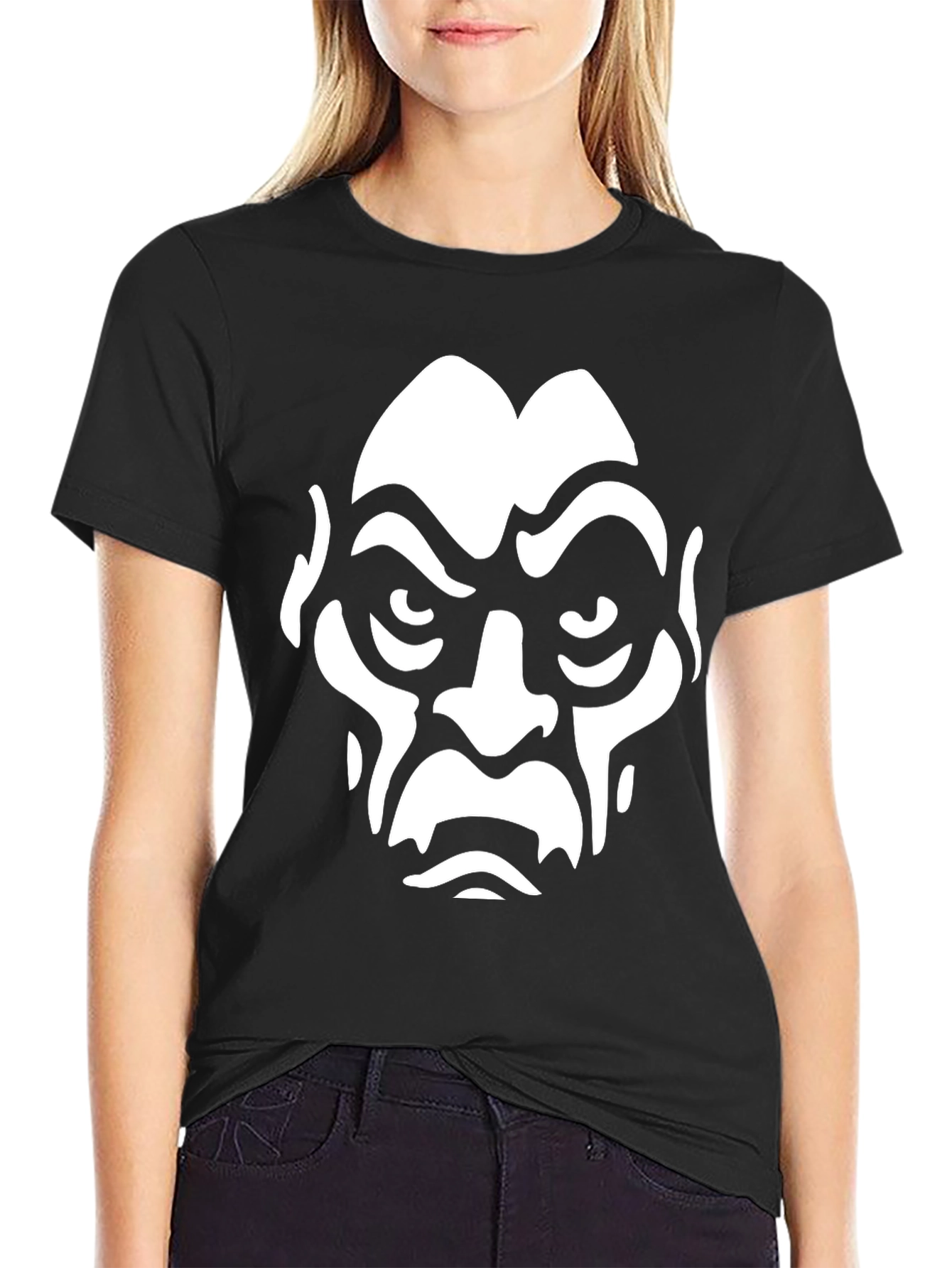 Monster Face Black T-Shirt Graphic Tee