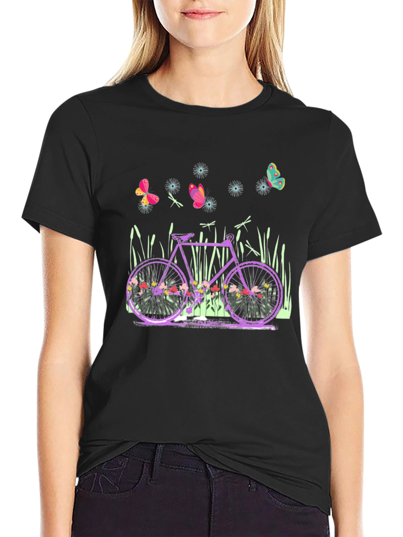 Floral Bicycle Graphic Tee - Nature Lovers Shirt