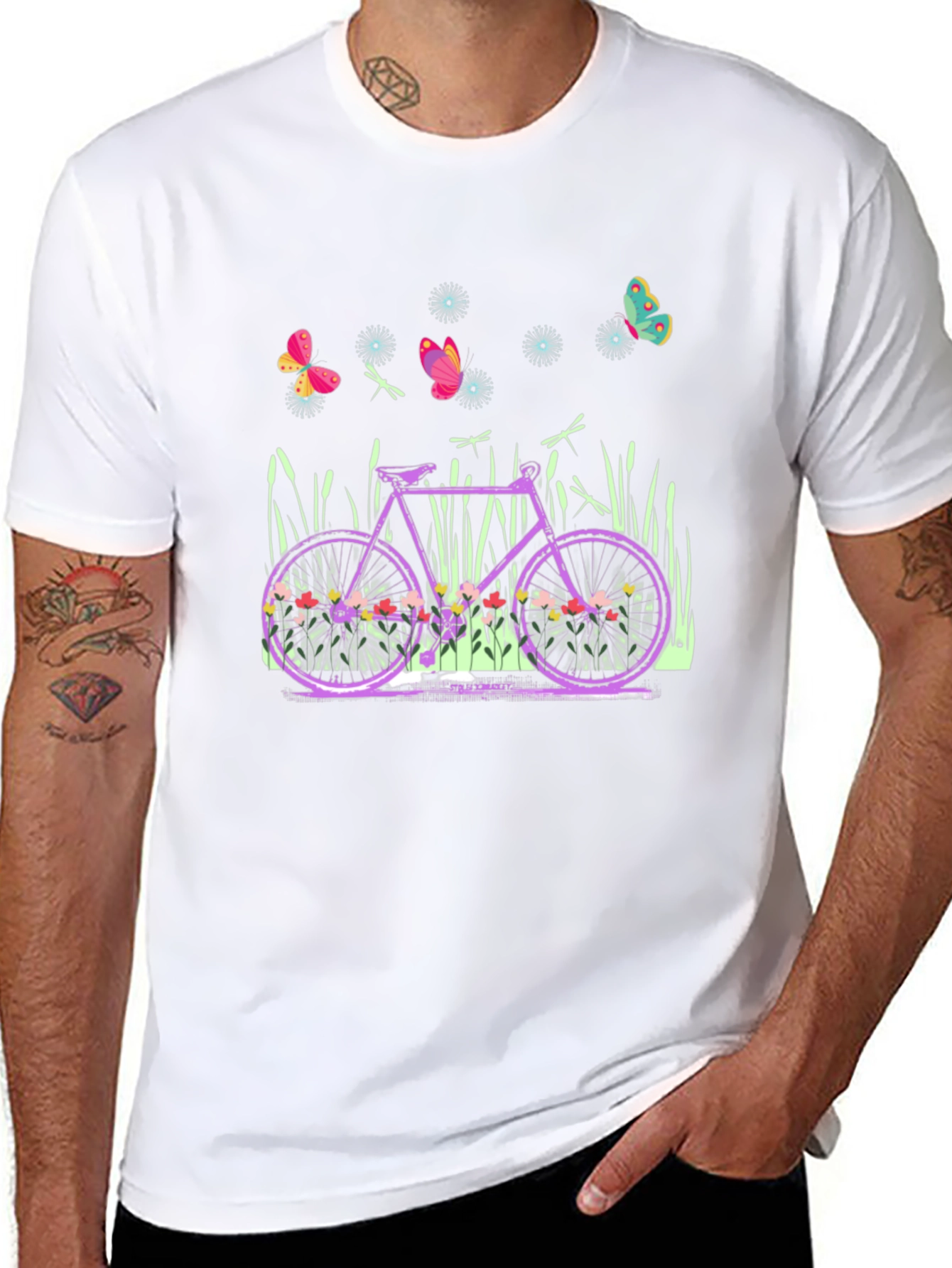 Floral Bicycle Graphic Tee - Nature Lovers Shirt