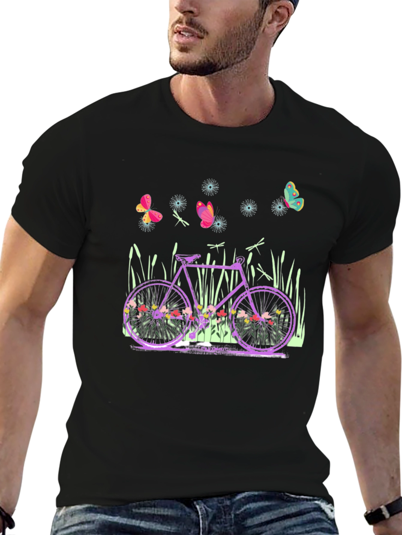 Floral Bicycle Graphic Tee - Nature Lovers Shirt