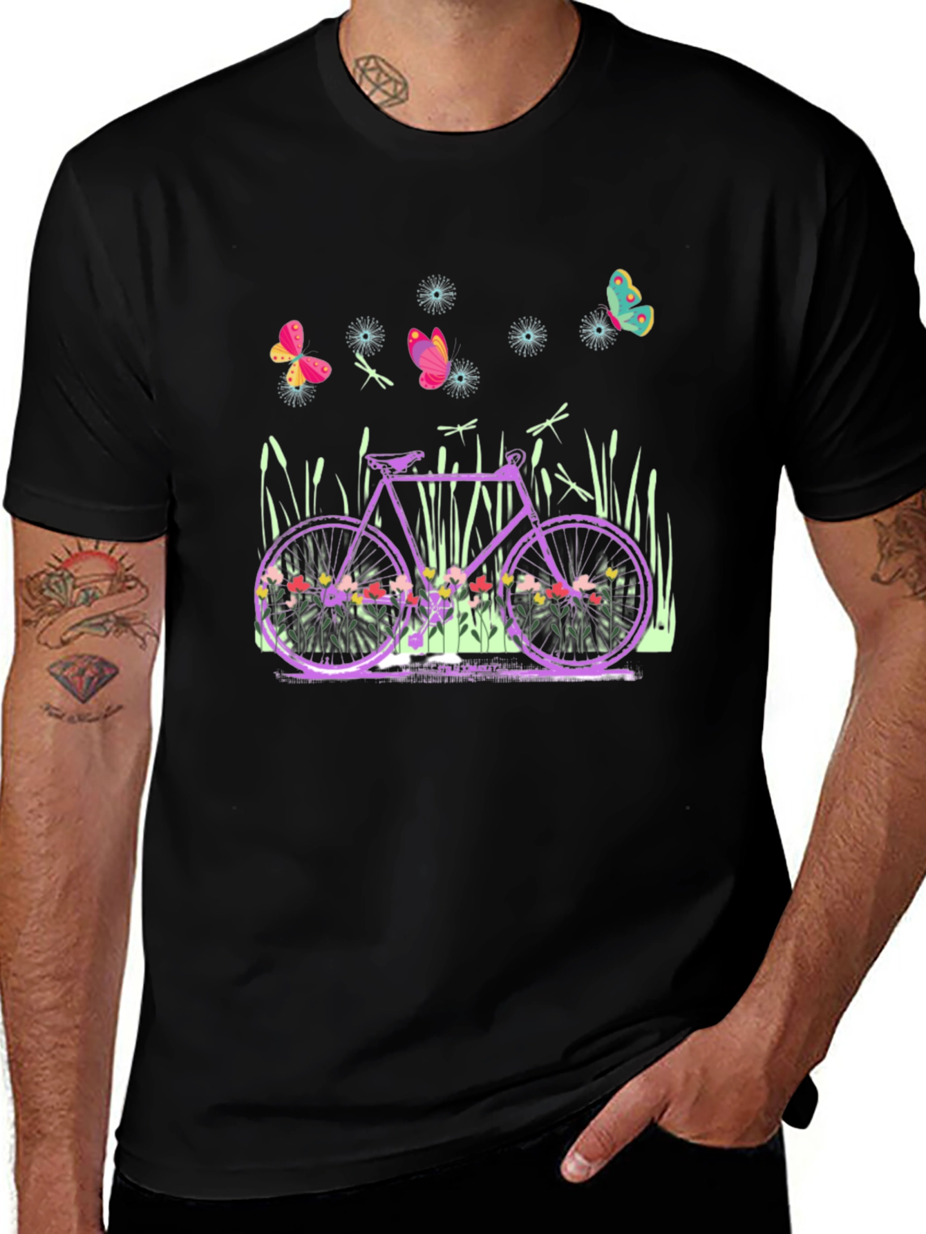Floral Bicycle Graphic Tee - Nature Lovers Shirt