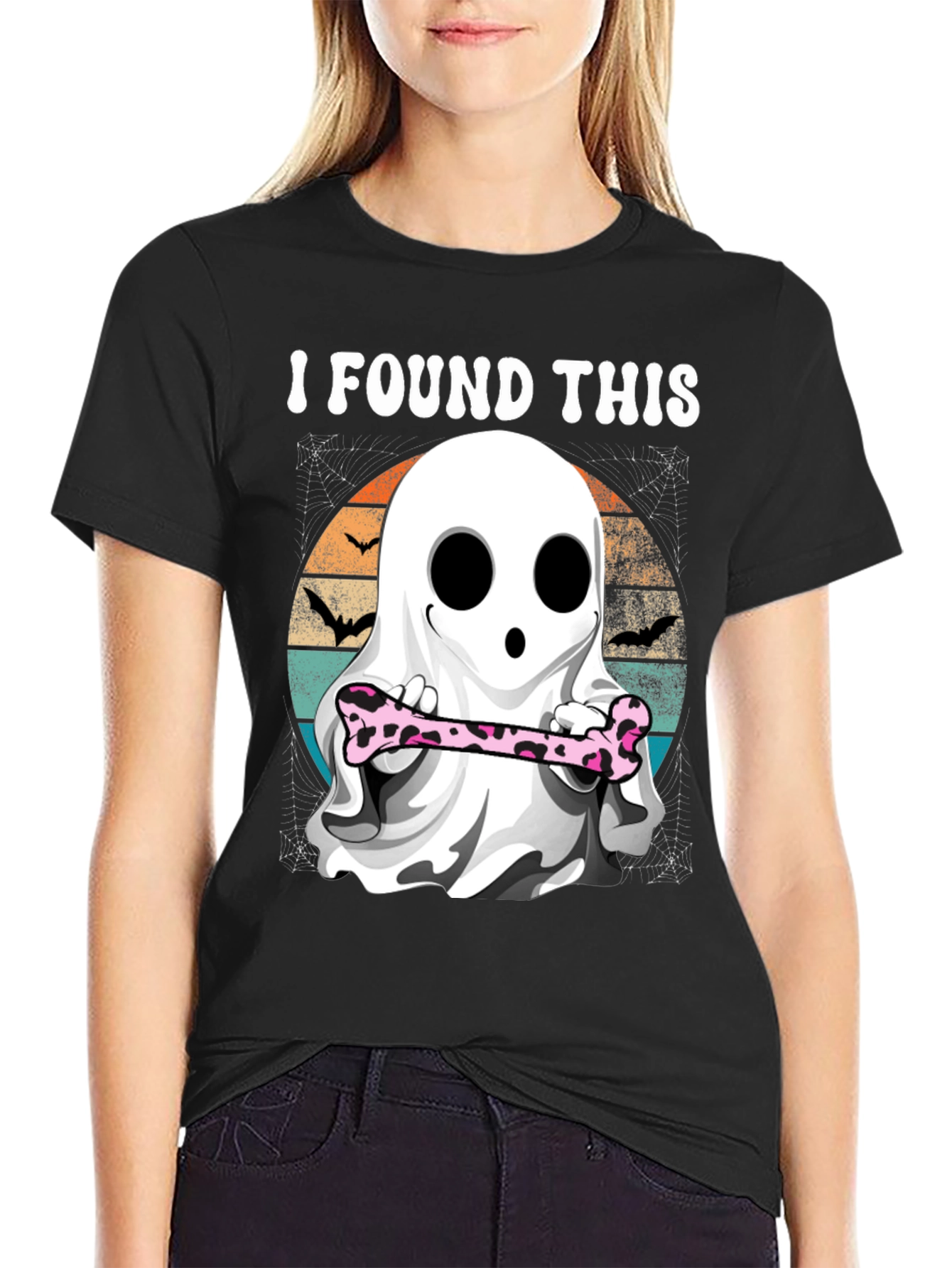Halloween Ghost With Bone T-Shirt