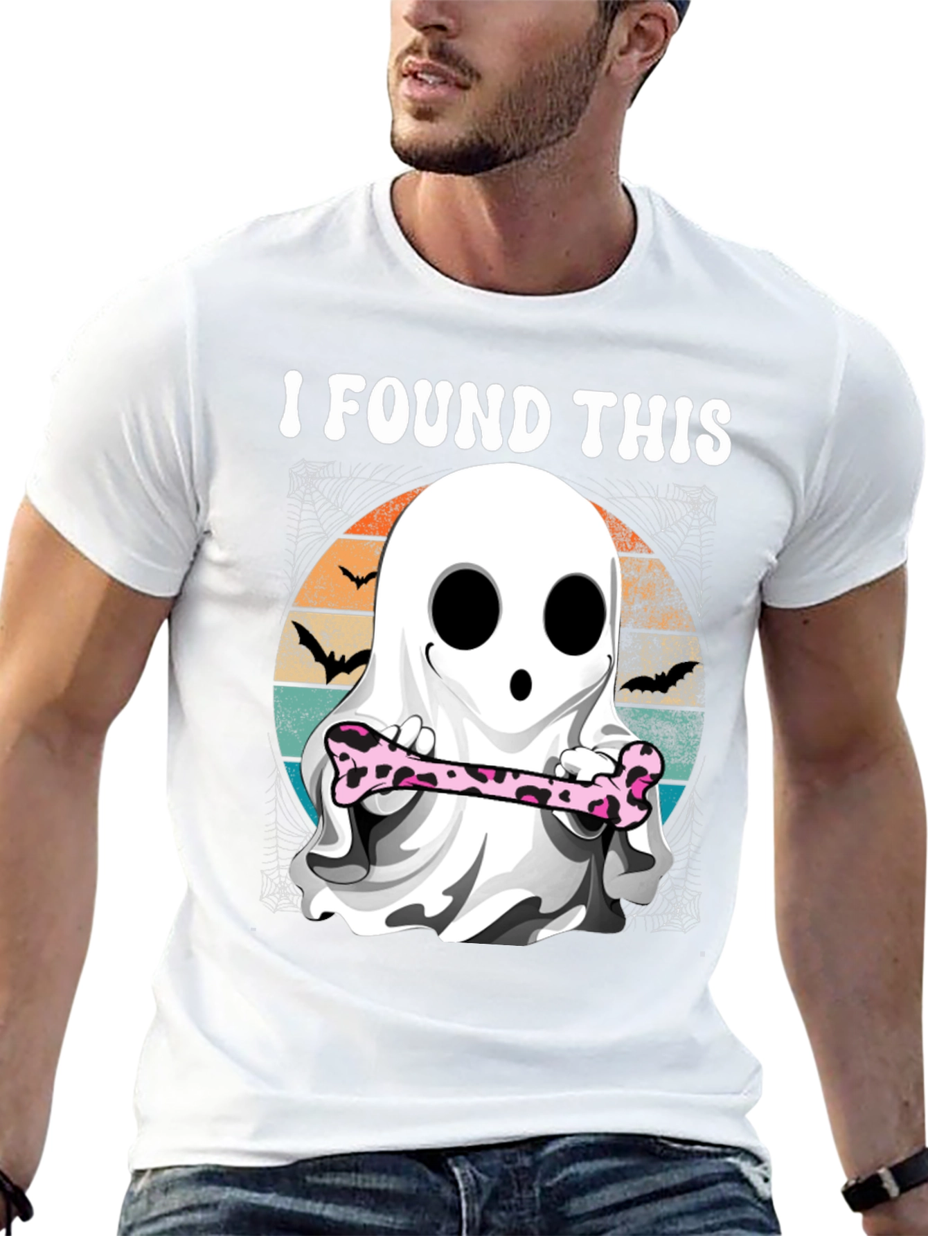 Halloween Ghost With Bone T-Shirt
