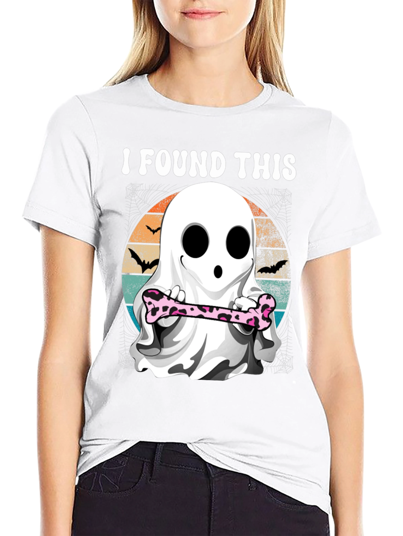 Halloween Ghost With Bone T-Shirt