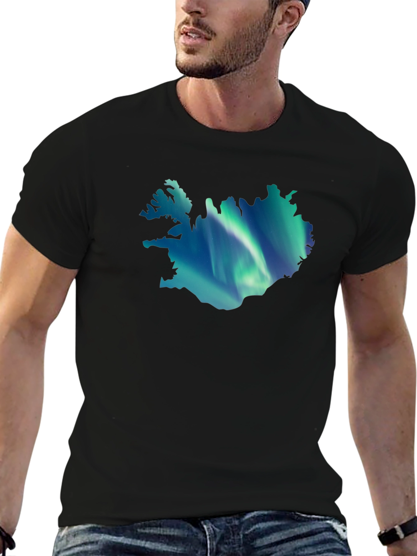 Iceland Aurora Graphic Tee - Mens Black T-Shirt