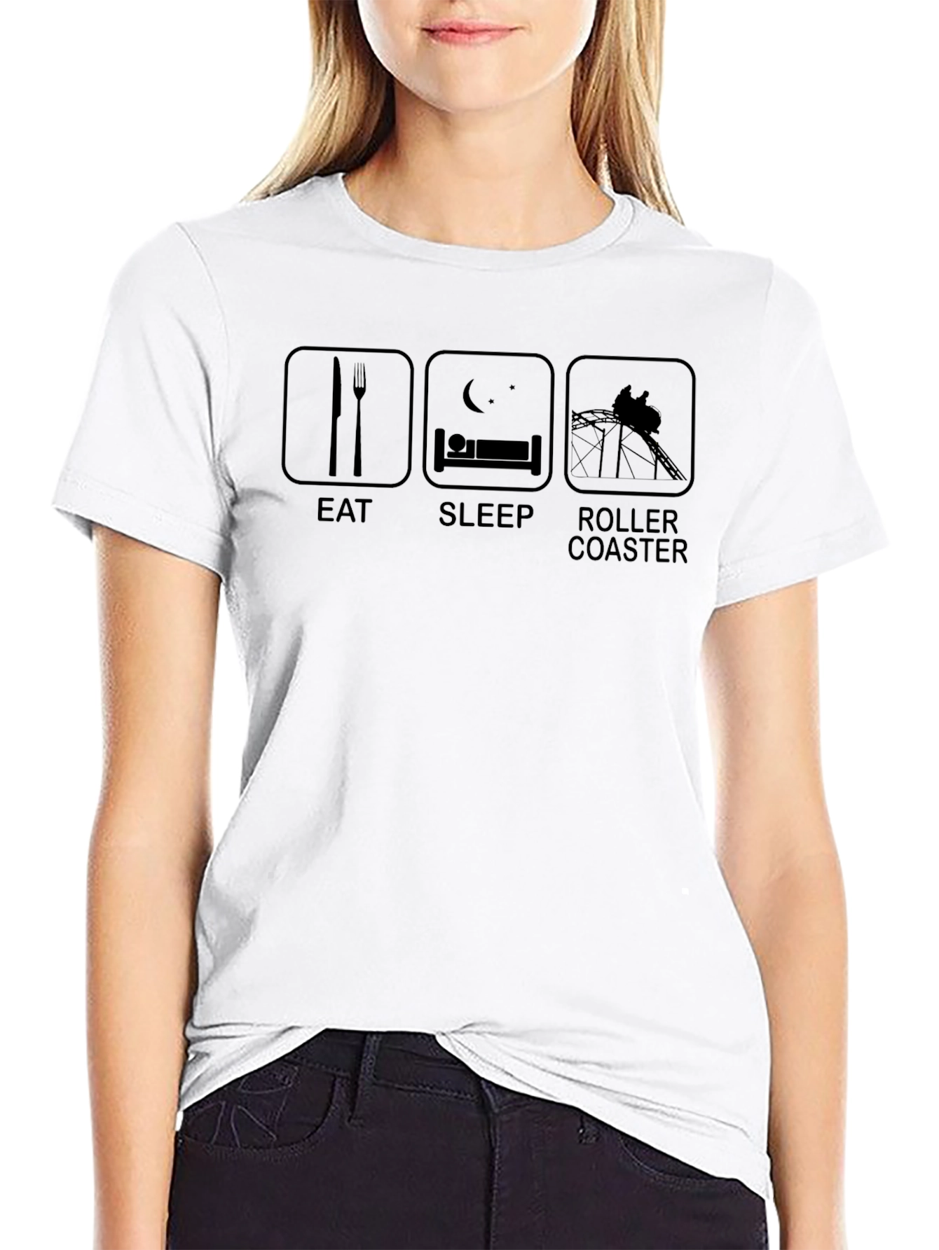 Eat Sleep Roller Coaster T-Shirt - Black Graphic Tee
