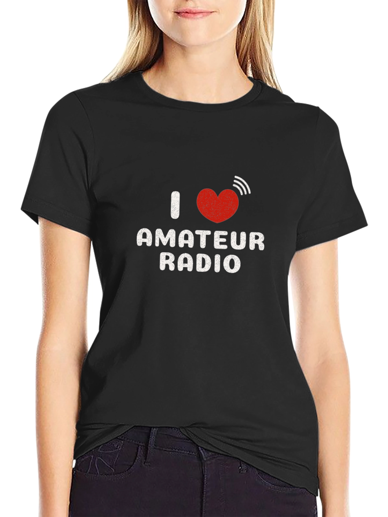 I Heart Amateur Radio Black T-Shirt