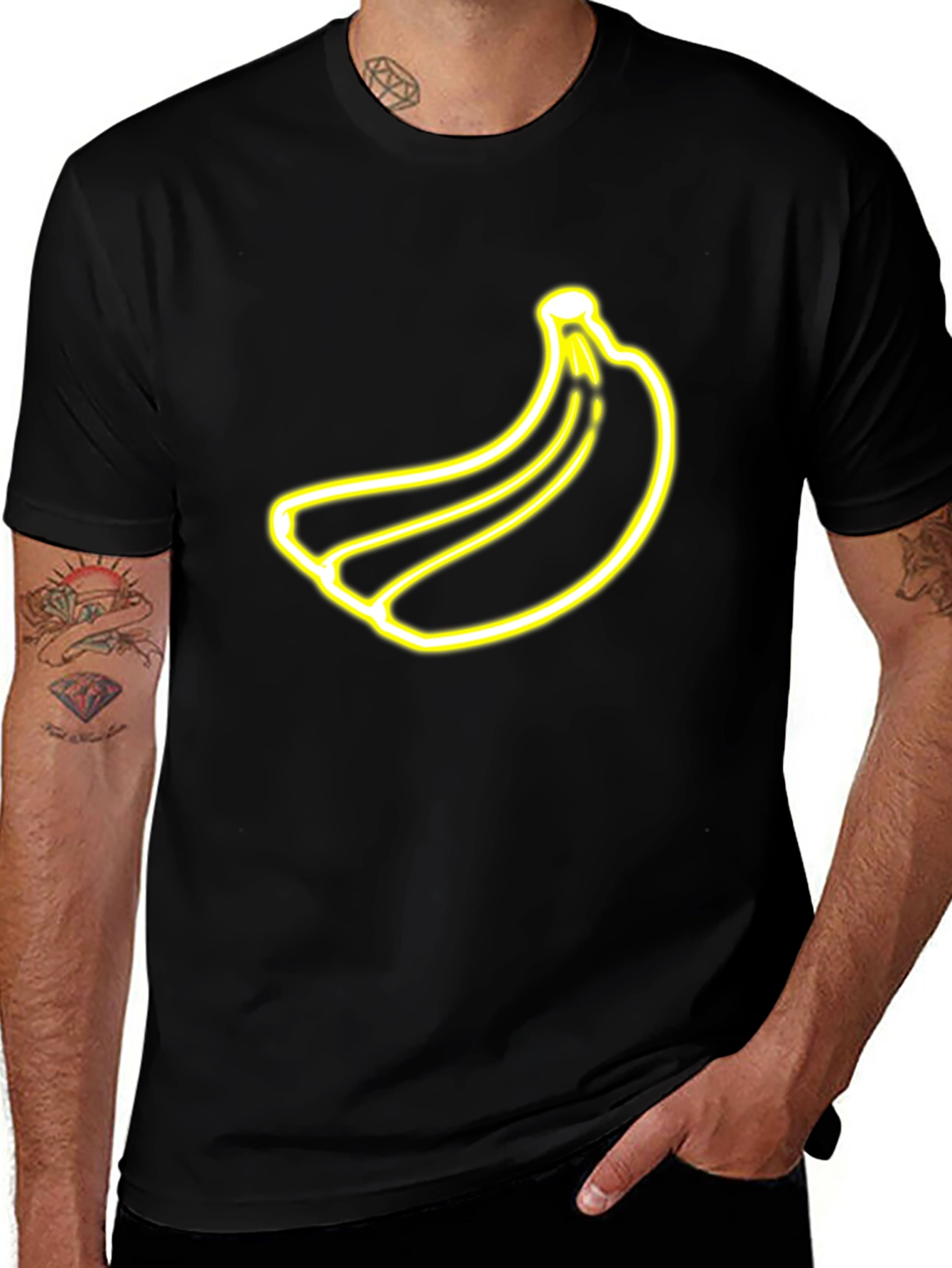 Banana Neon Graphic Black T-Shirt
