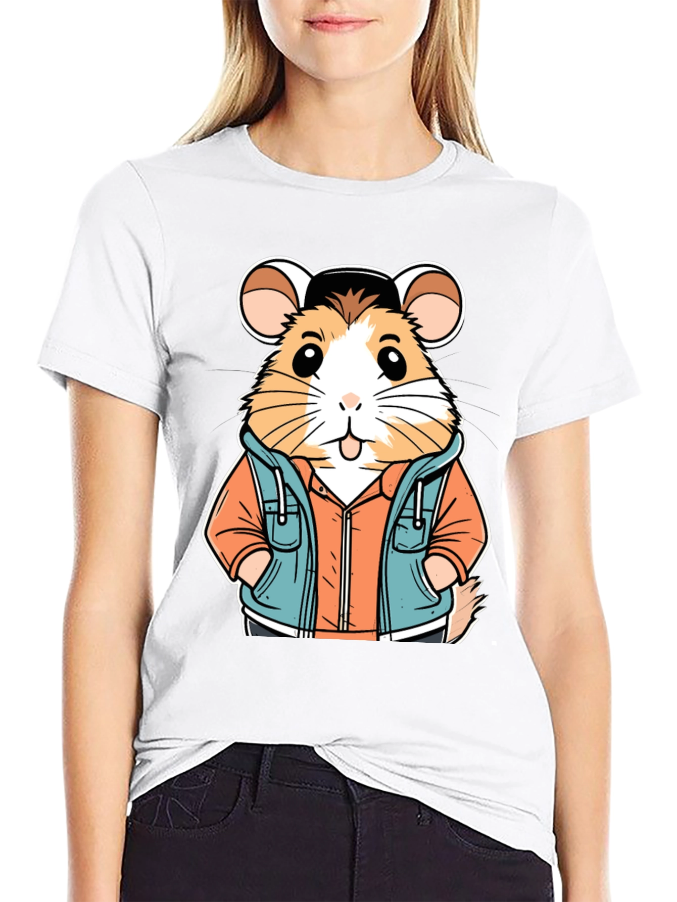 Hamster in Hoodie T-Shirt: Cool Cartoon Design