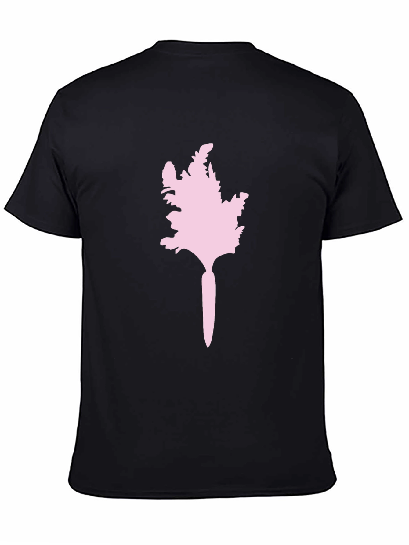 Mens Black T-Shirt with Pink Abstract Carrot Design