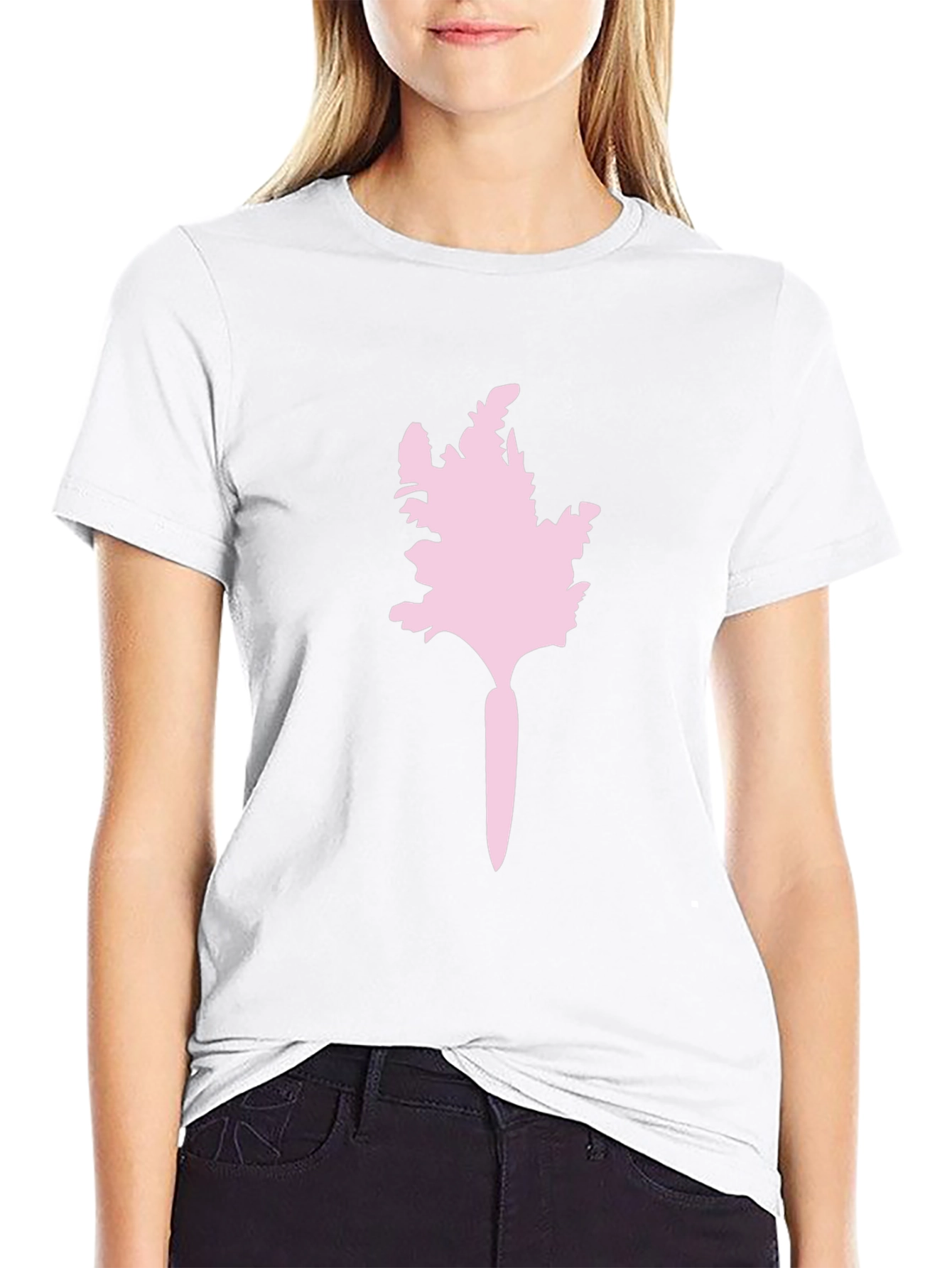Mens Black T-Shirt with Pink Abstract Carrot Design