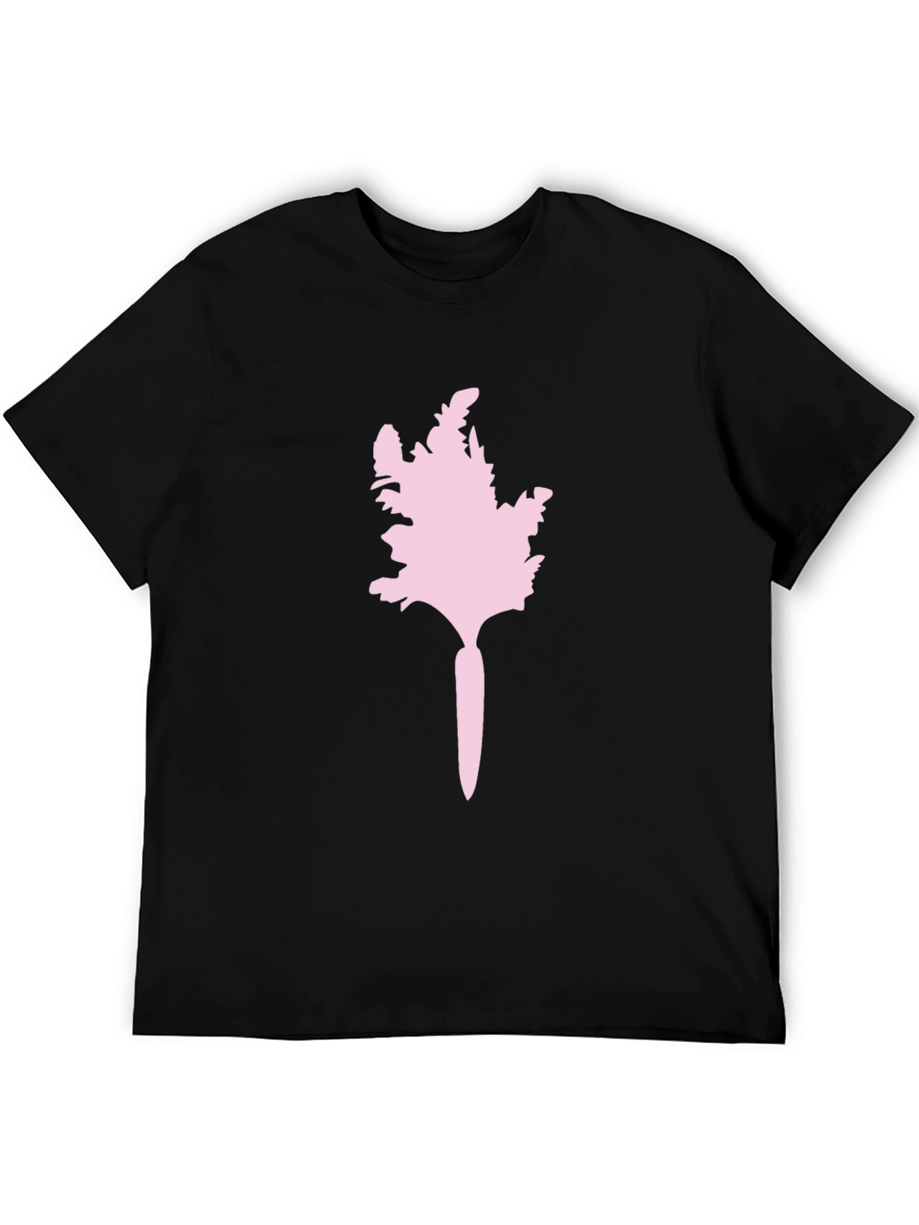Mens Black T-Shirt with Pink Abstract Carrot Design