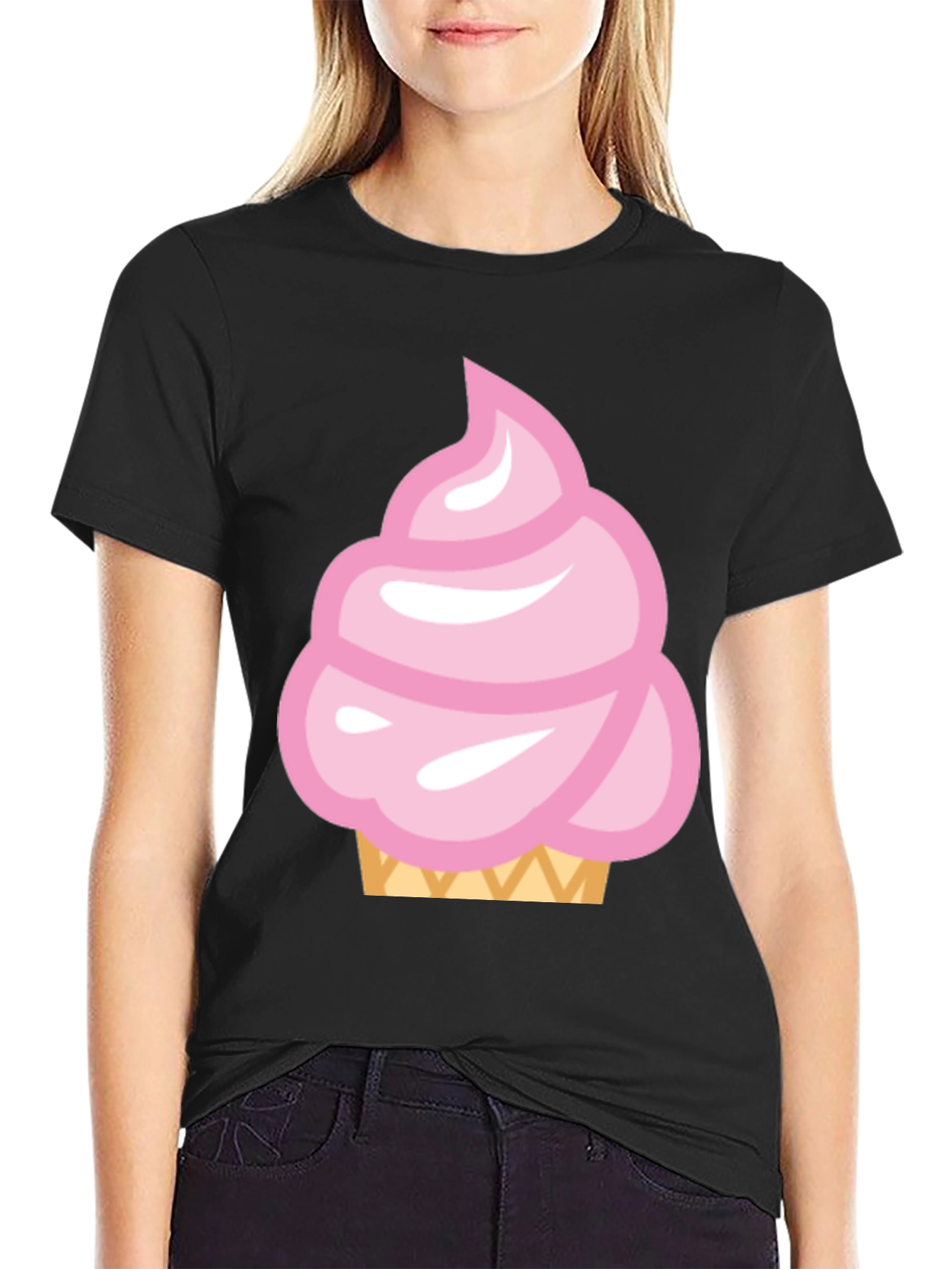 Pink Ice Cream Cone Graphic T-Shirt