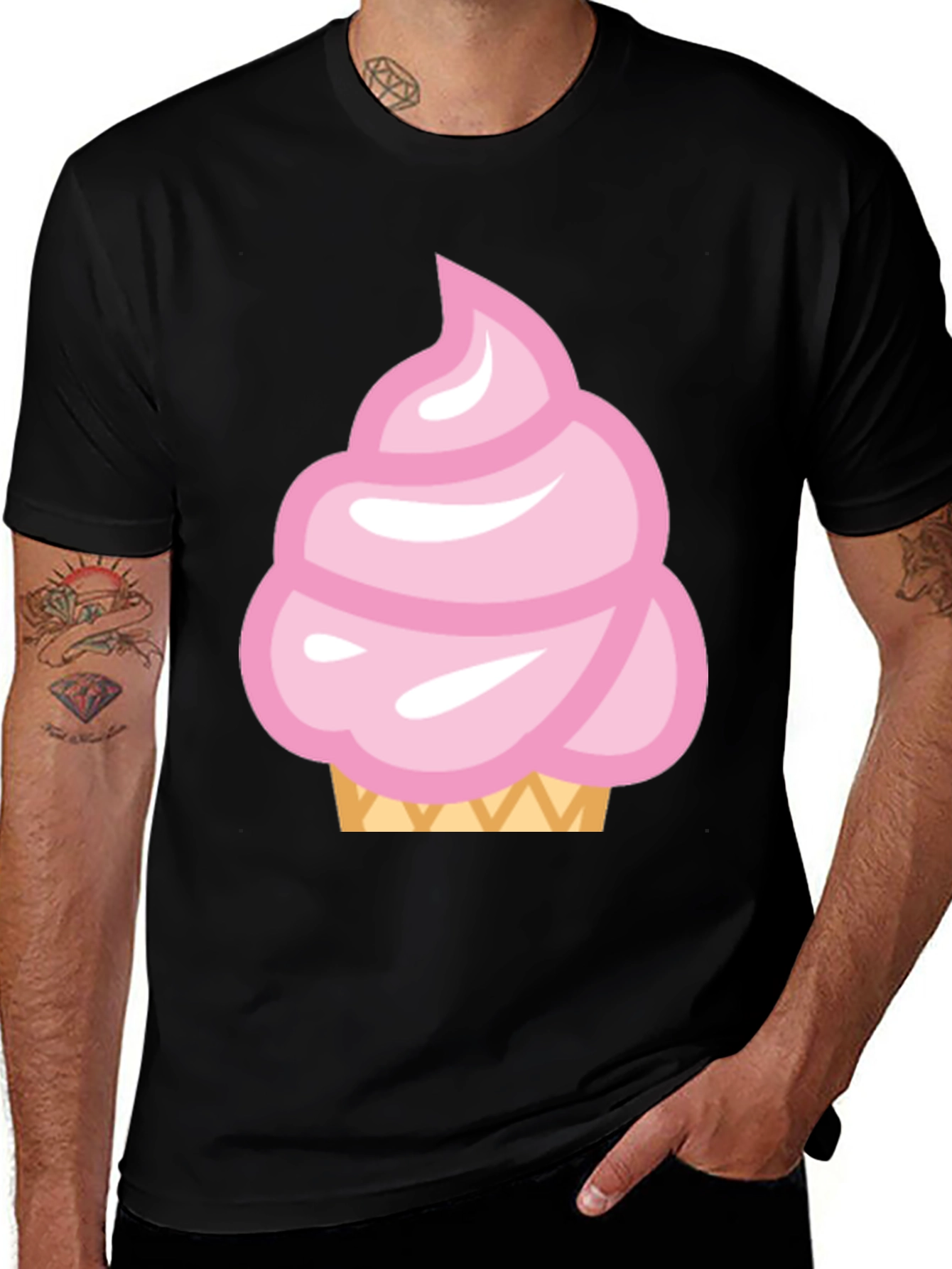 Pink Ice Cream Cone Graphic T-Shirt