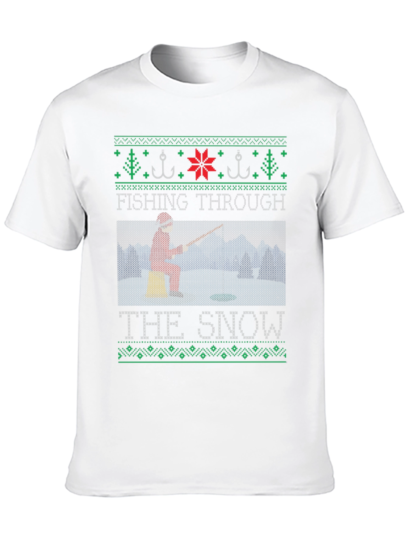 Fishing Through the Snow Christmas T-Shirt
