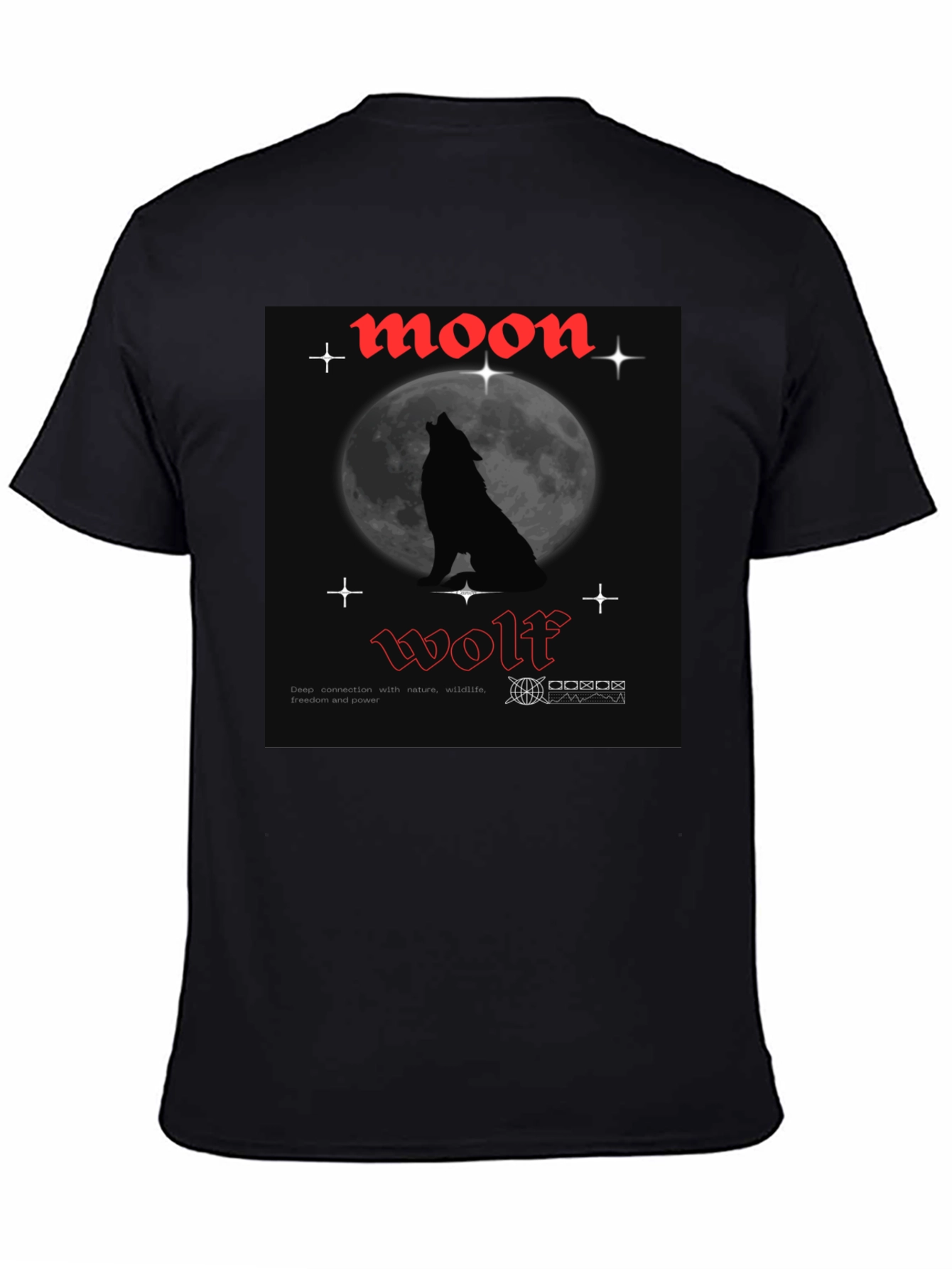 Moon Wolf Graphic Tee - Black Cotton T-Shirt
