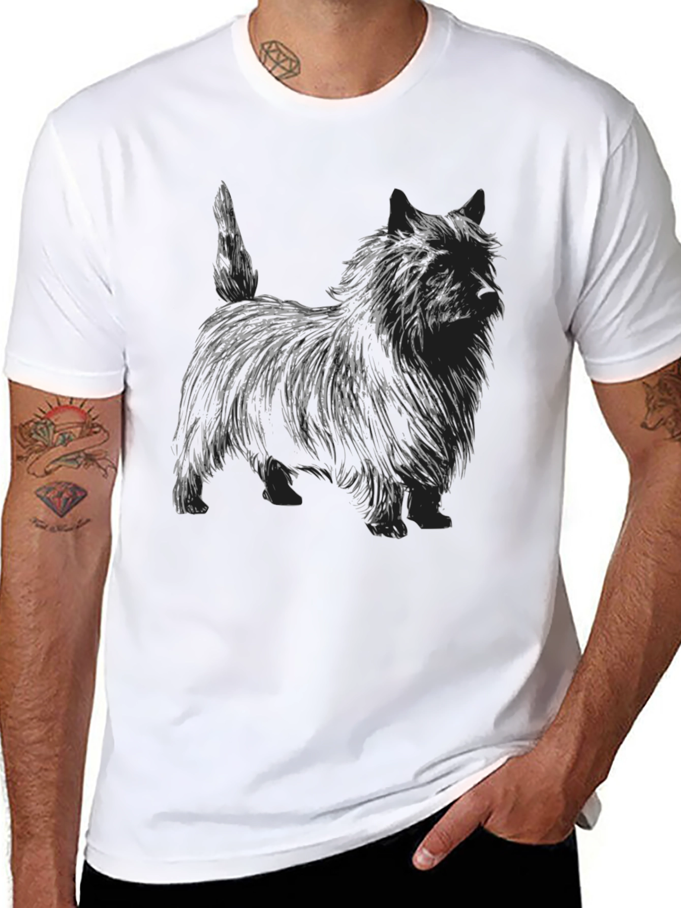 Cairn Terrier Sketch Black T-Shirt - Dog Lover Apparel