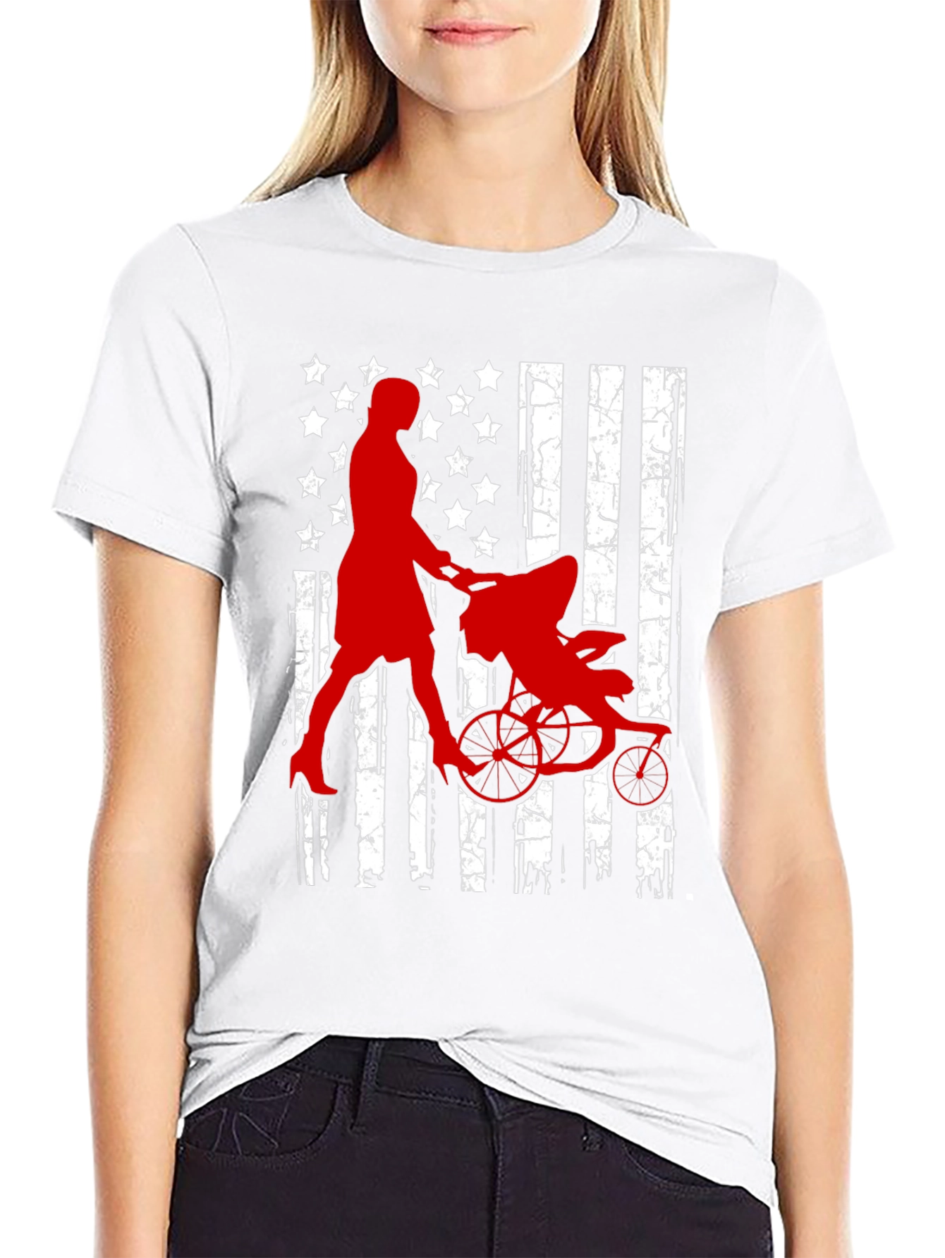 Mom on the Move USA Flag T-Shirt