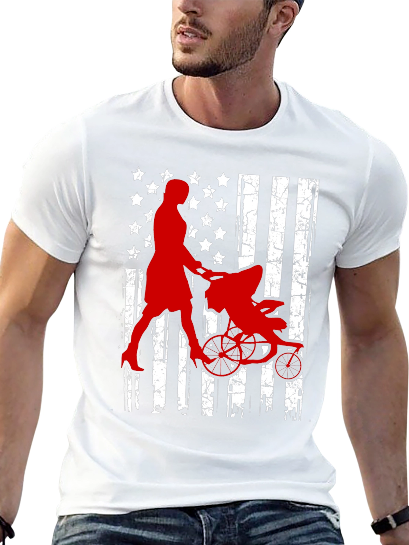 Mom on the Move USA Flag T-Shirt