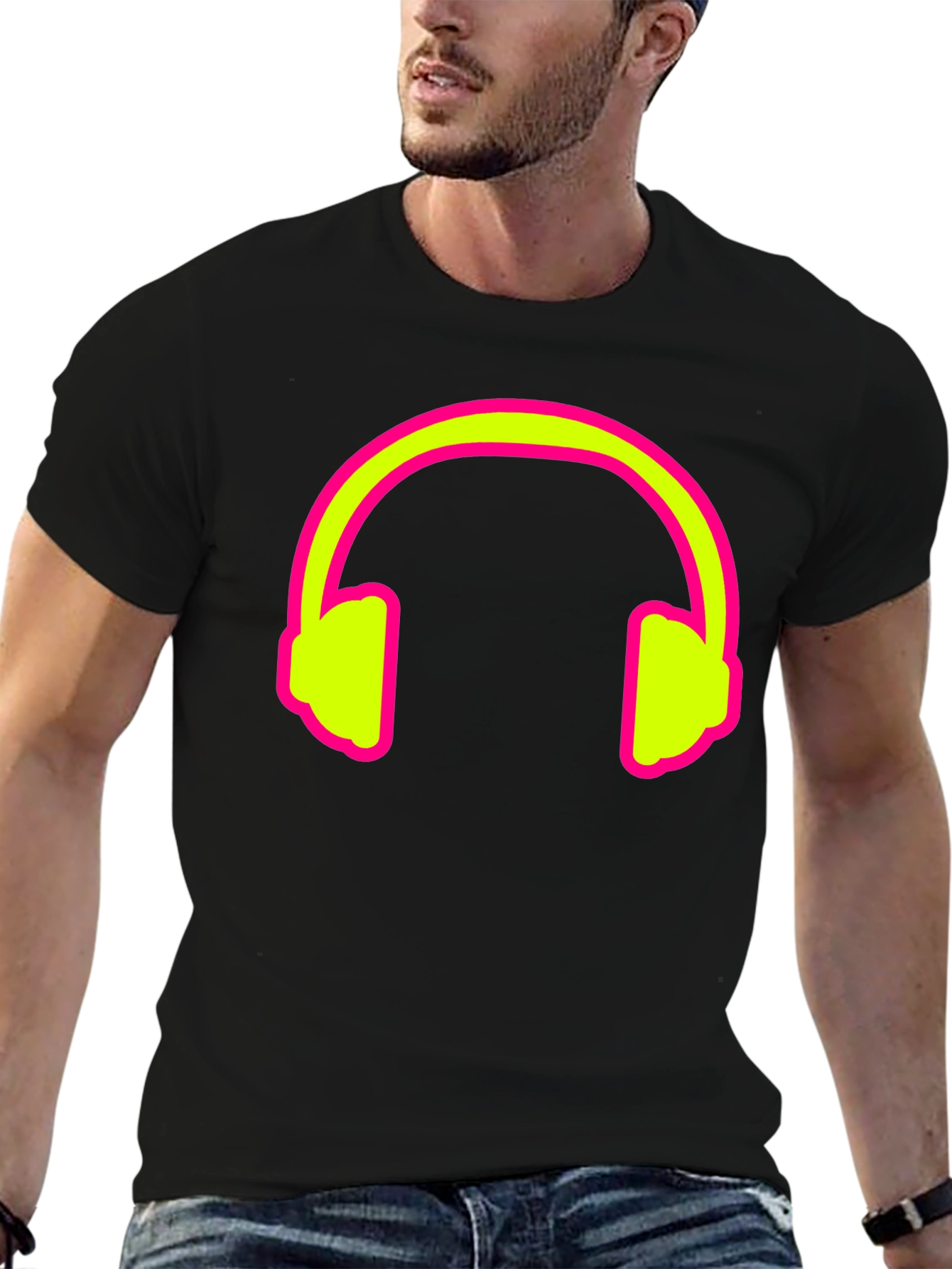 Neon Headphones Graphic Tee - Cool & Stylish