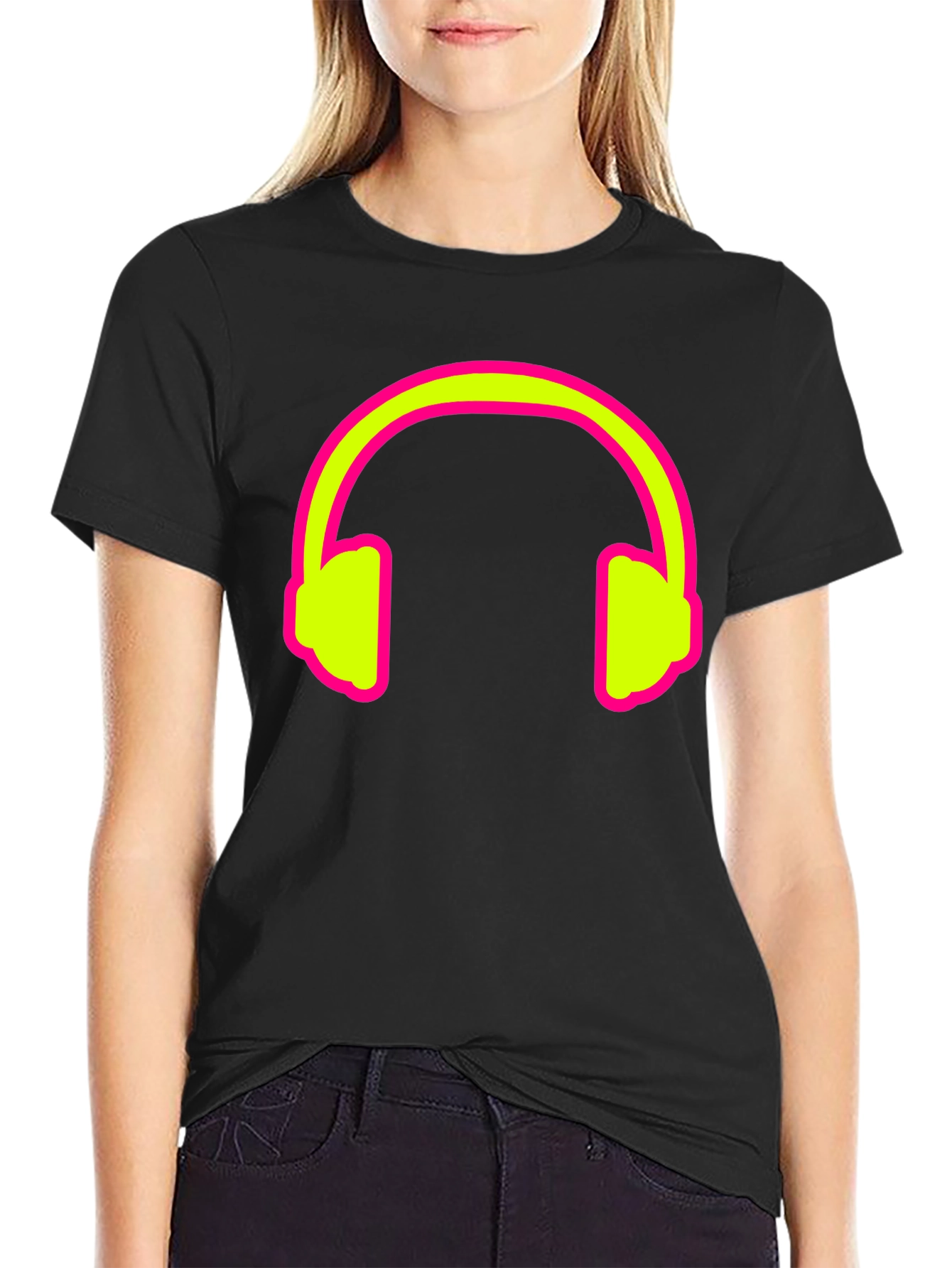Neon Headphones Graphic Tee - Cool & Stylish