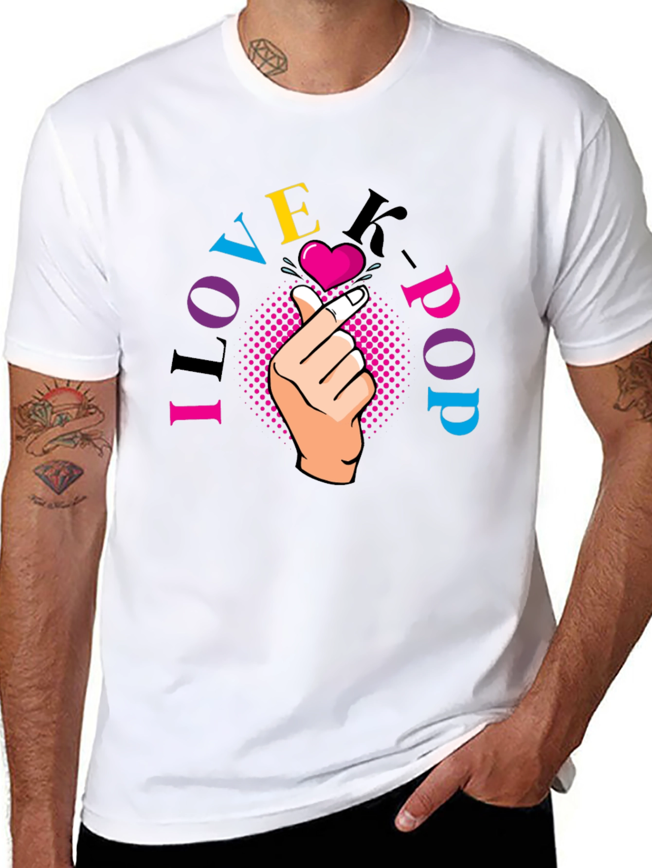 I Love K-Pop T-Shirt - Finger Heart Design