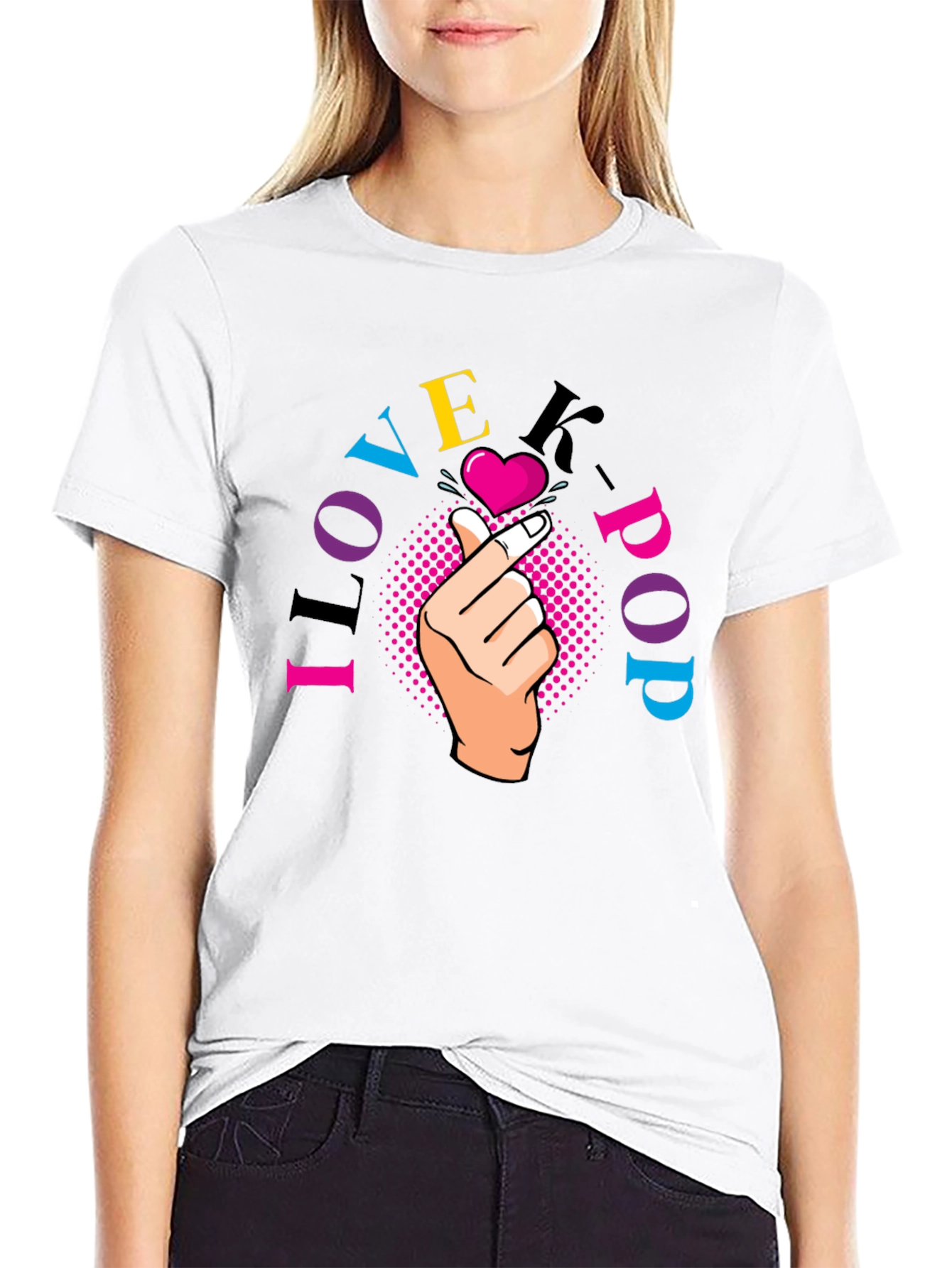 I Love K-Pop T-Shirt - Finger Heart Design