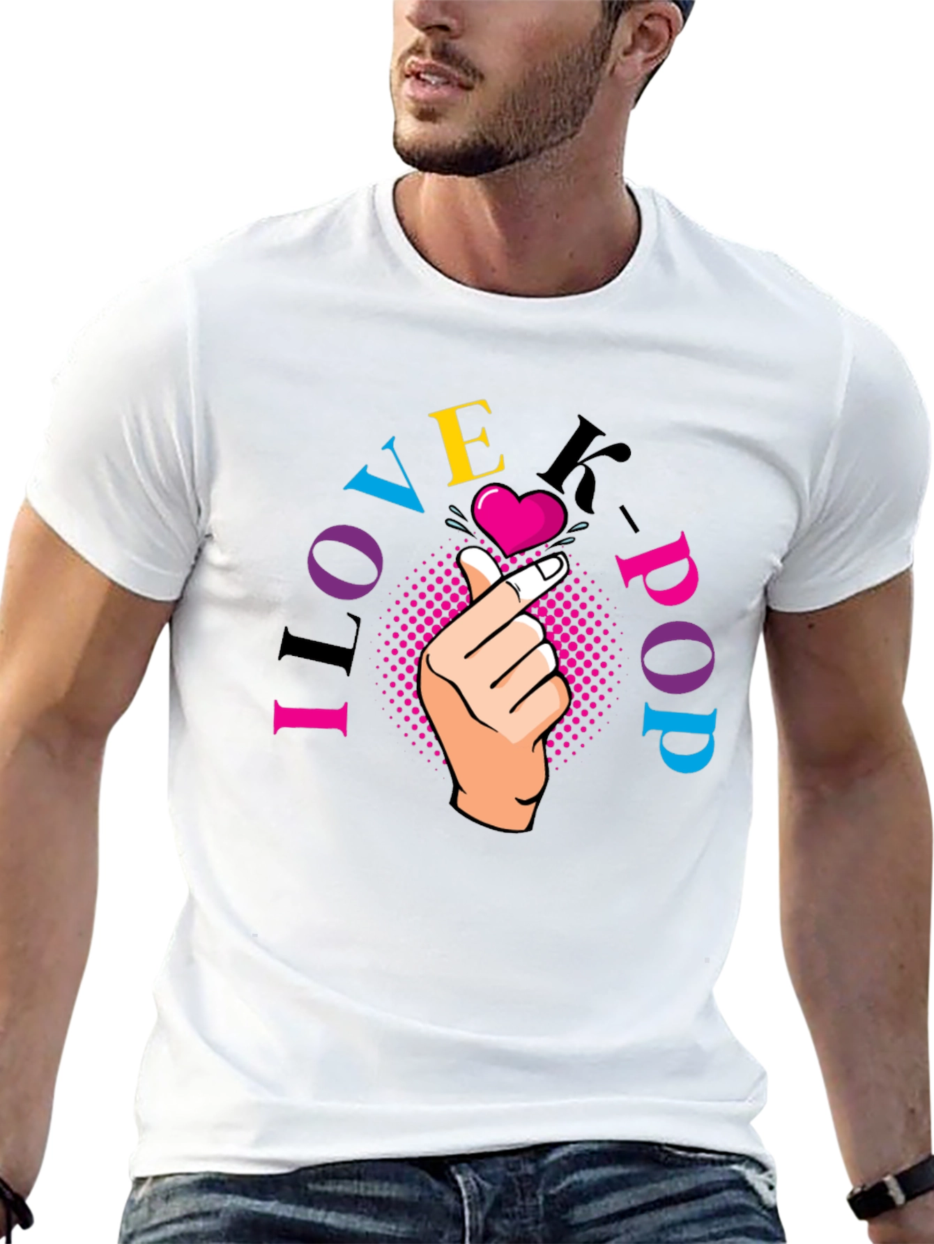 I Love K-Pop T-Shirt - Finger Heart Design