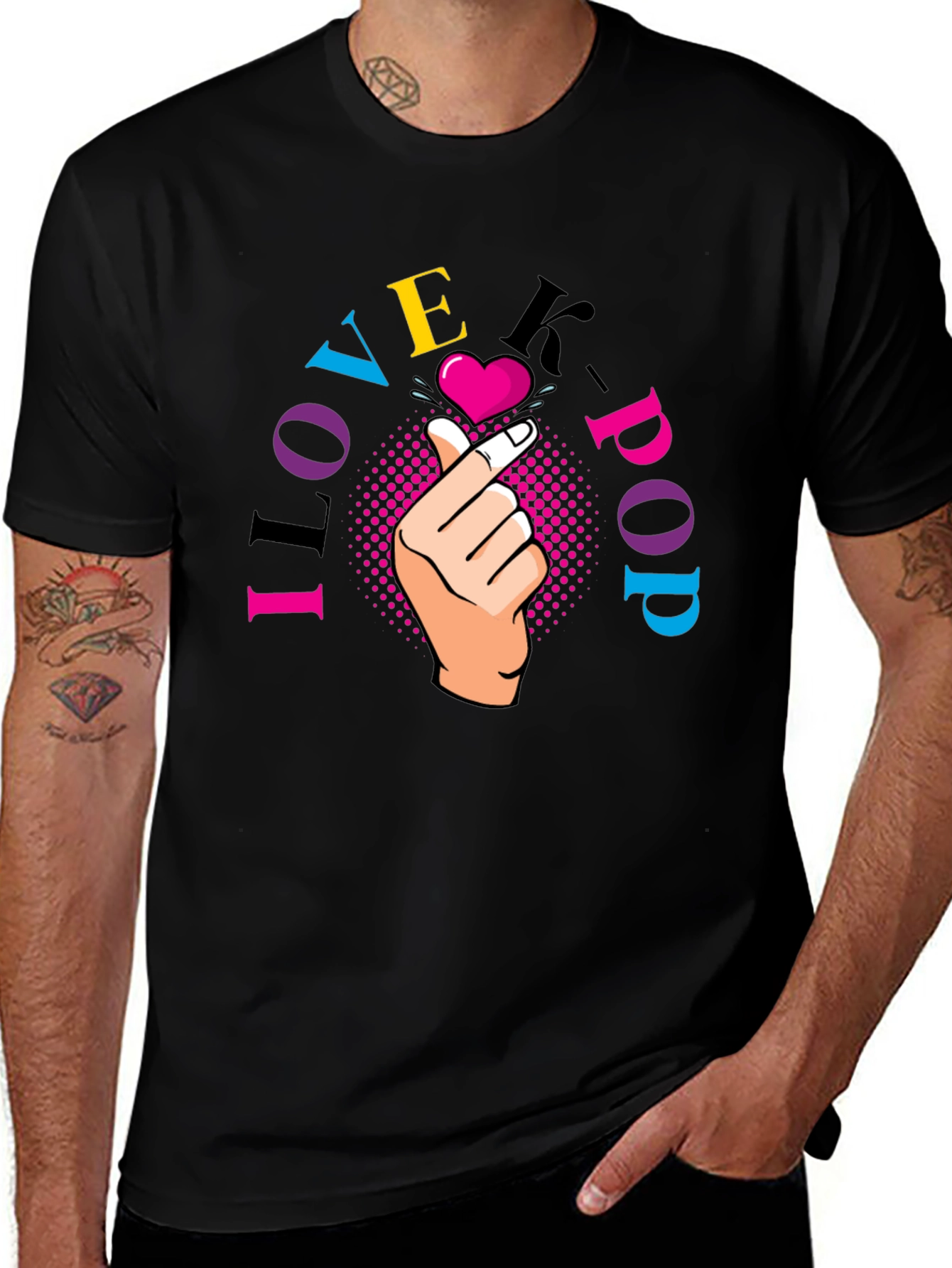 I Love K-Pop T-Shirt - Finger Heart Design