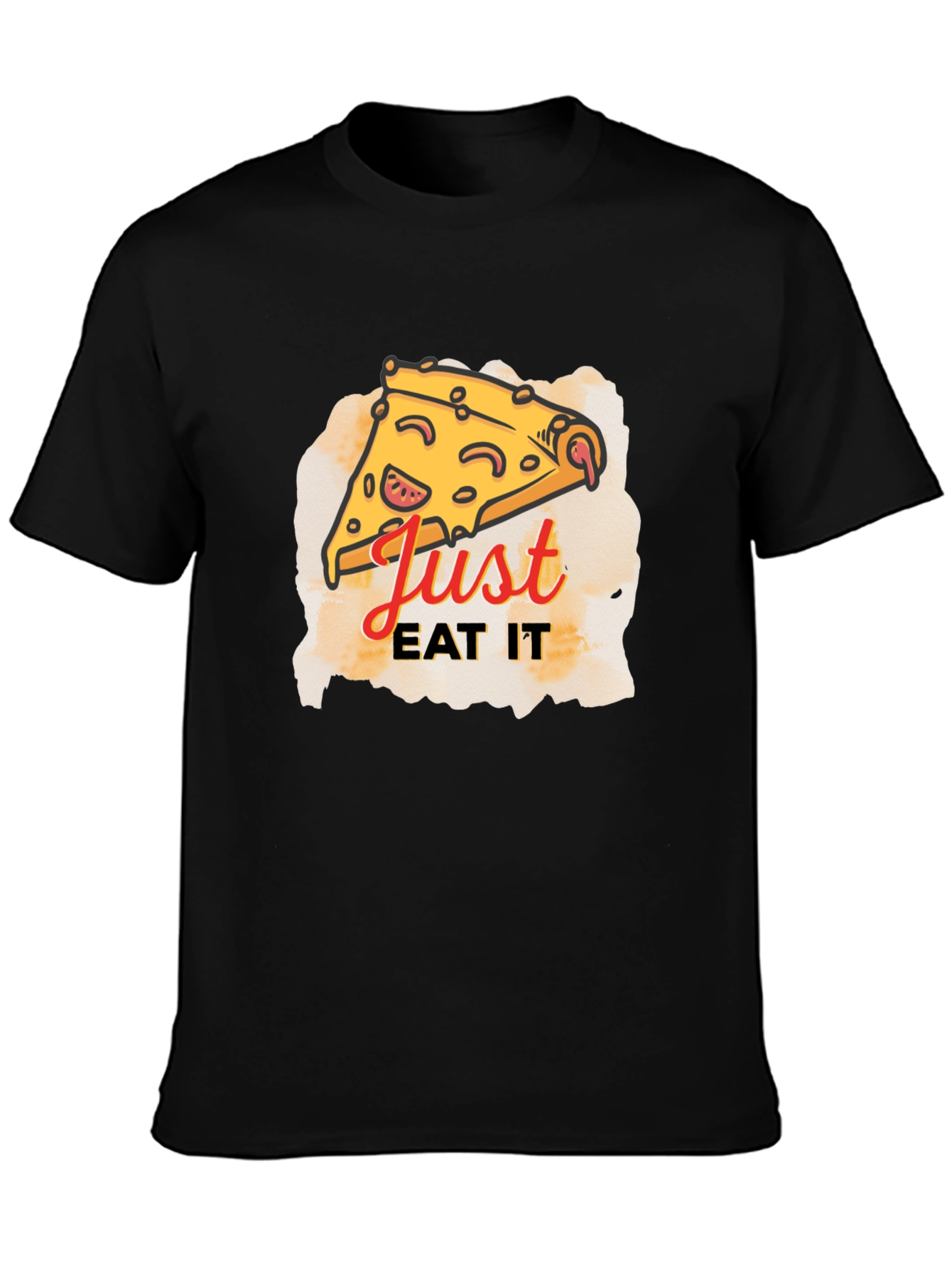 Just Eat It Pizza Graphic Tee - Black T-Shirt