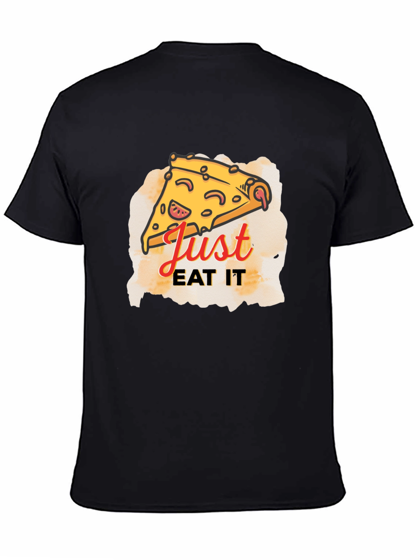 Just Eat It Pizza Graphic Tee - Black T-Shirt