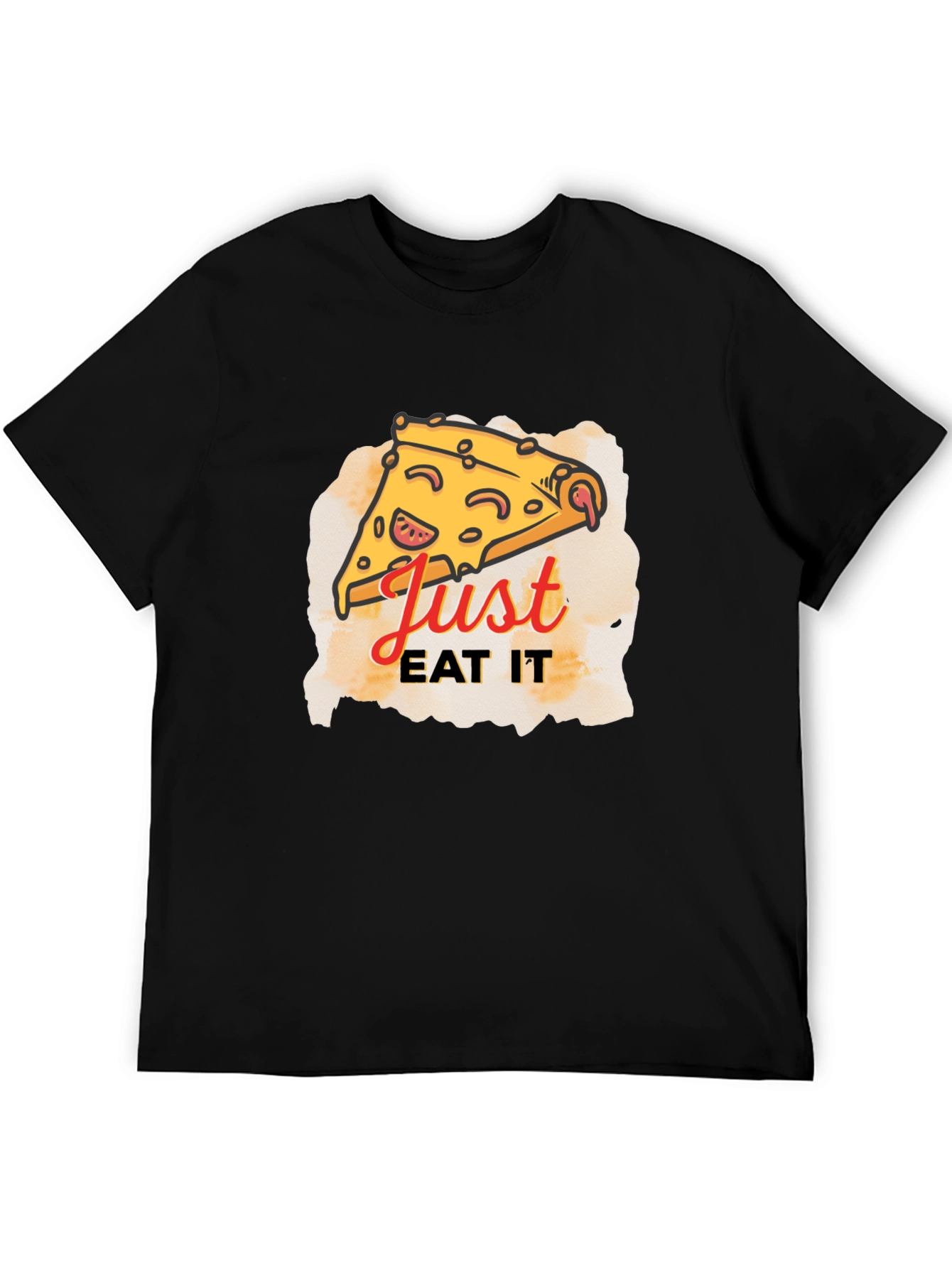 Just Eat It Pizza Graphic Tee - Black T-Shirt