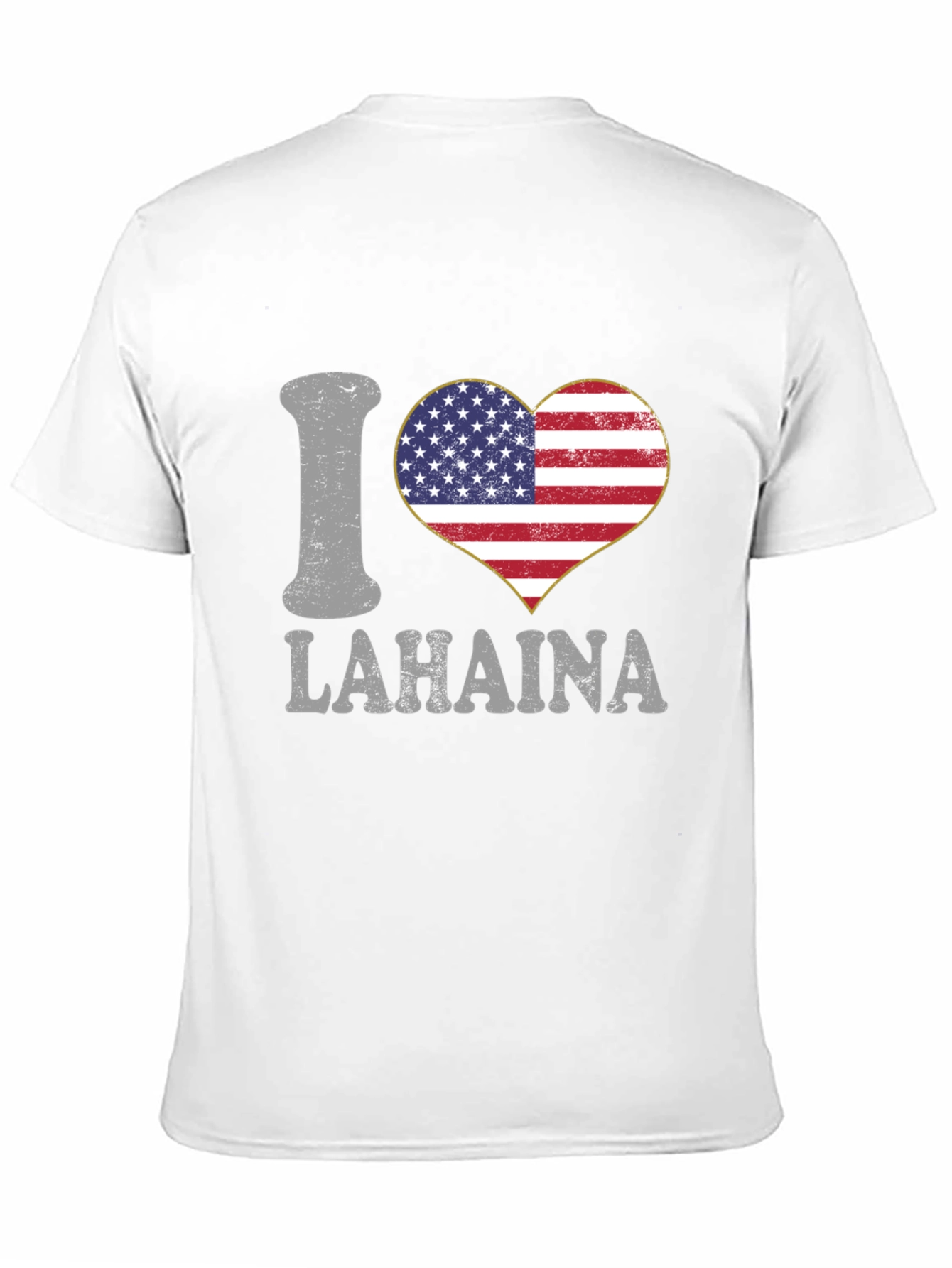 I Love Lahaina American Flag Heart T-Shirt