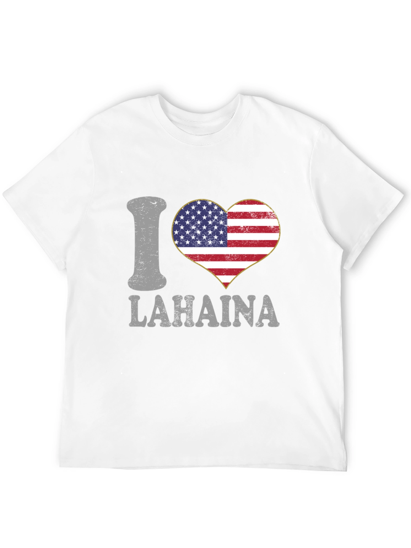 I Love Lahaina American Flag Heart T-Shirt