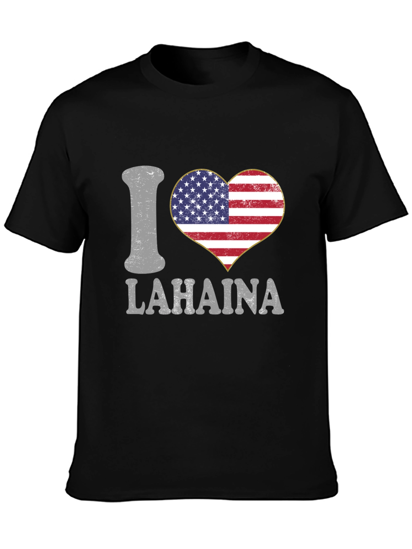 I Love Lahaina American Flag Heart T-Shirt