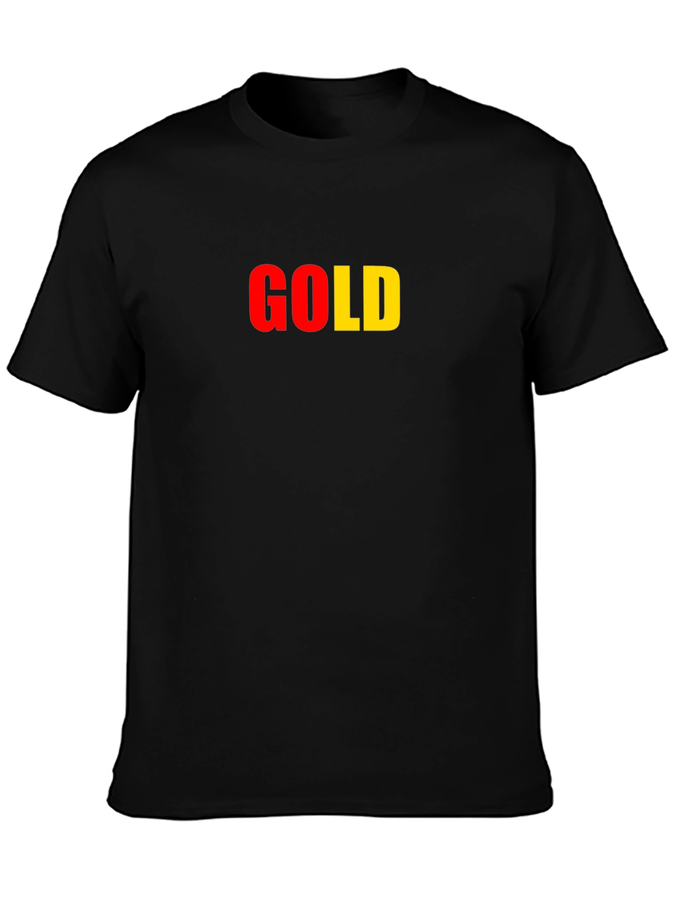 Gold Text Graphic T-Shirt - Black
