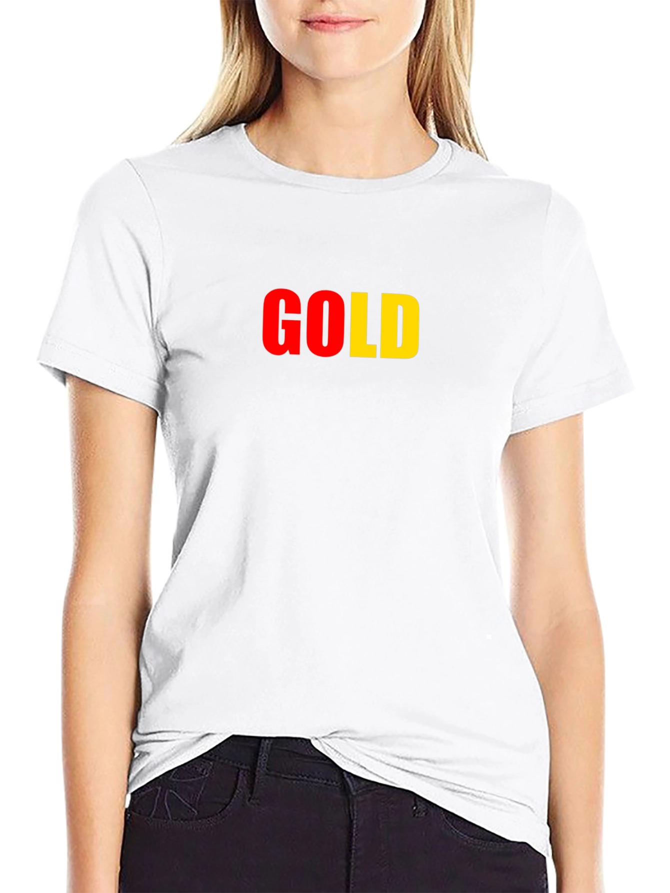 Gold Text Graphic T-Shirt - Black