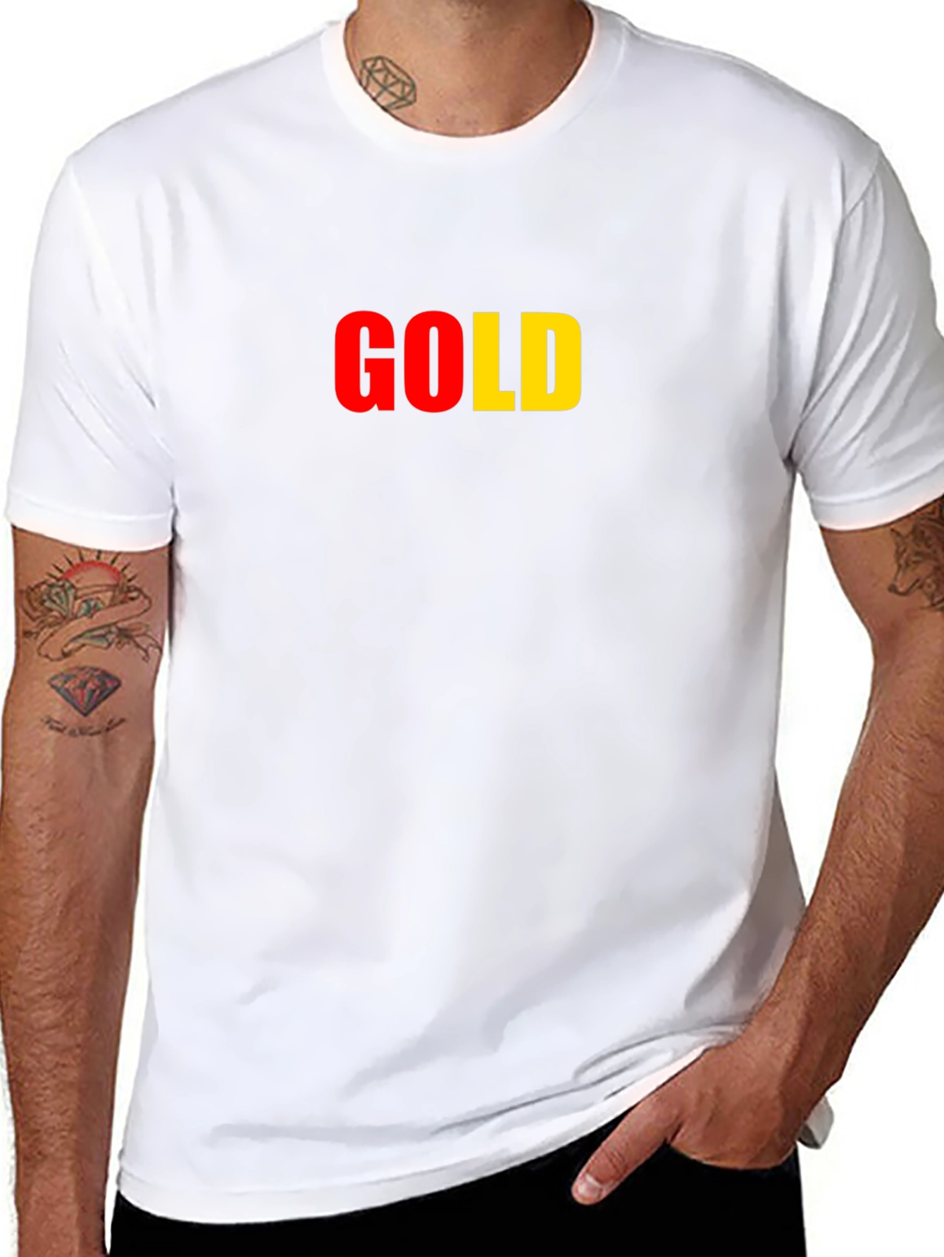 Gold Text Graphic T-Shirt - Black